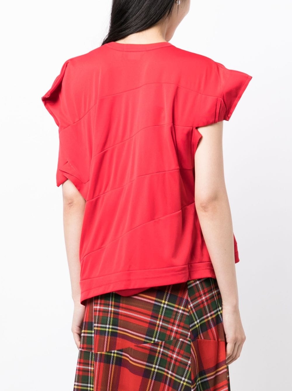 asymmetric panelled T-shirt - 4