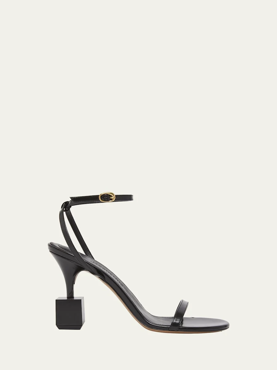 The Bisou Geometric Leather Sandals - 1