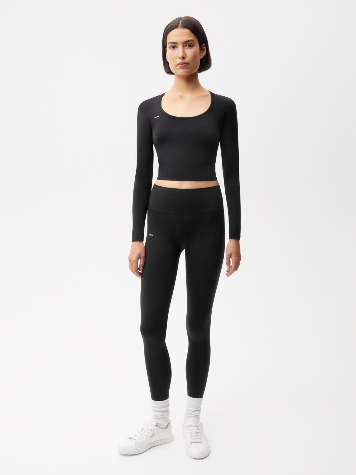 Women's Plant-Stretch Long Sleeve Cropped Top - Black - 5