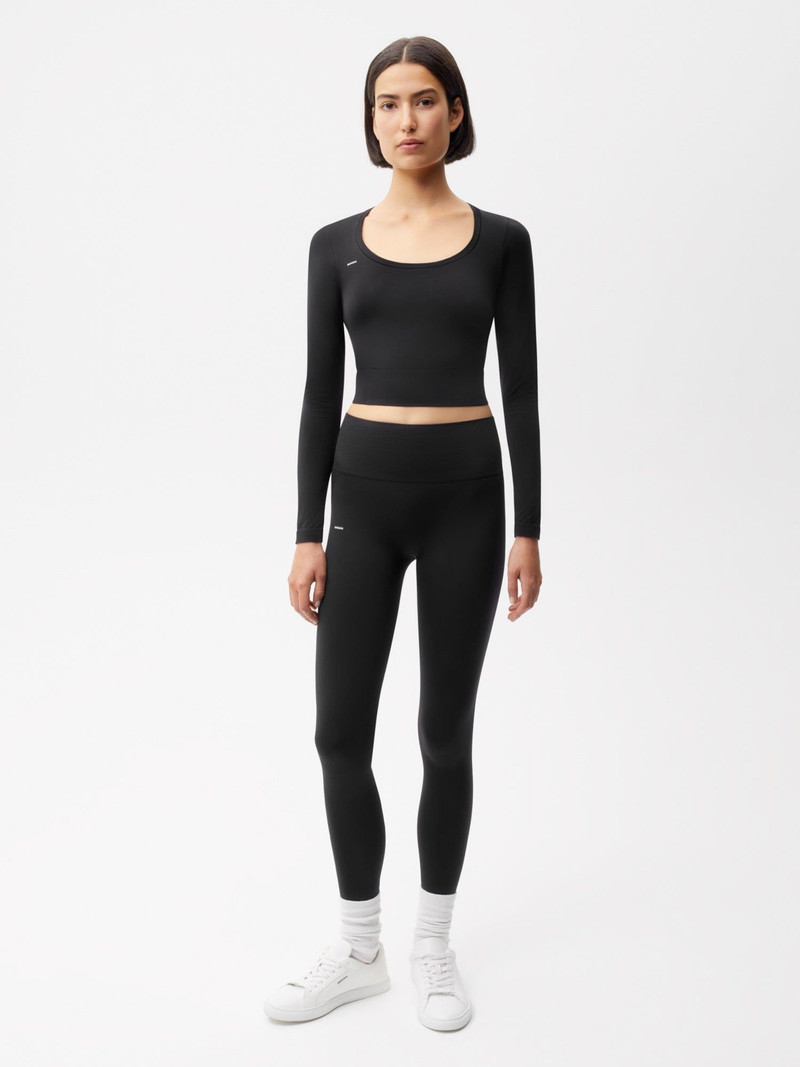 Women's Plant-Stretch Long Sleeve Cropped Top - Black 5
