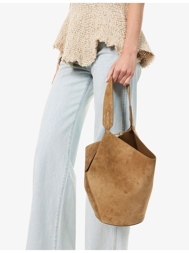 KHAITE Small Lotus Leather-Suede Tote Bag outlook