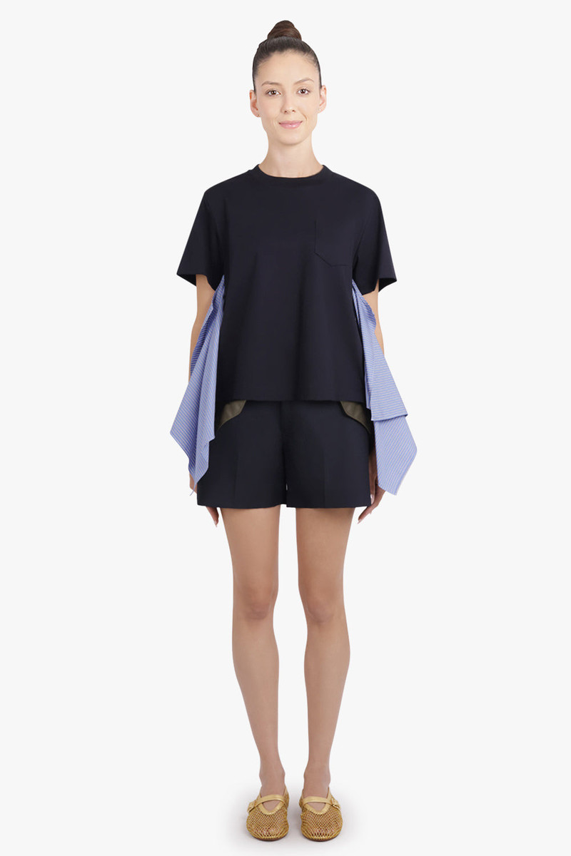 sacai S/S T-SHIRT WITH SIDE SHIRTING PANEL | NAVY/BLUE outlook
