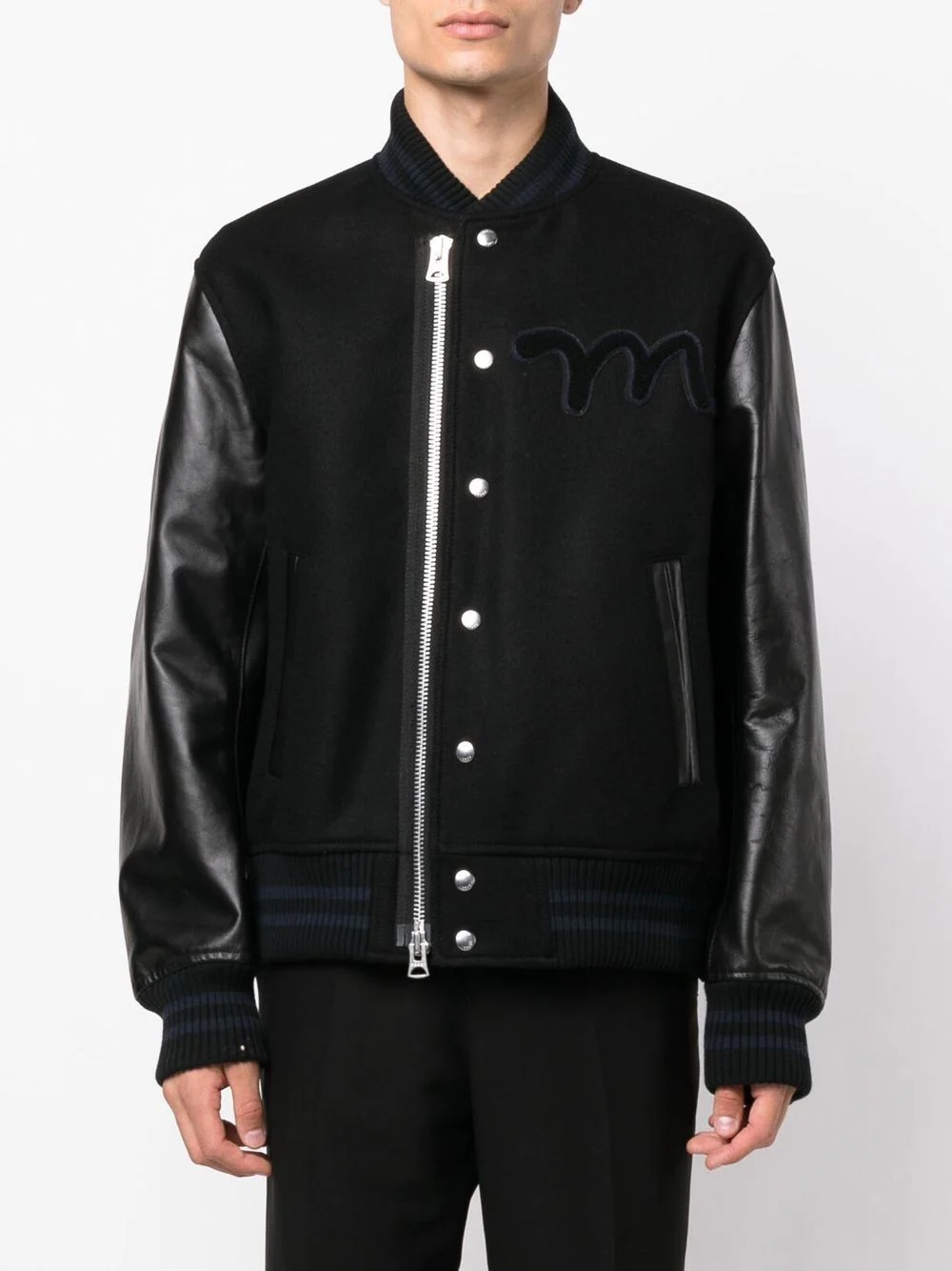 Madsaki leather-sleeve bomber jacket - 3