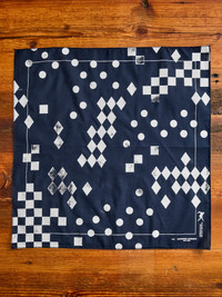 Engineered Garments Printed Bandana in Navy Geometry