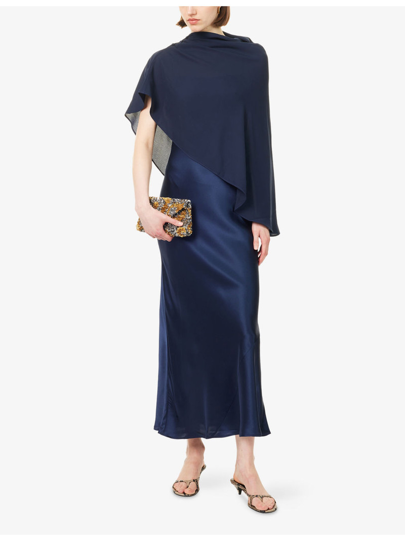 Reformation Lilibeth Sheer-Cape Silk Midi Dress outlook