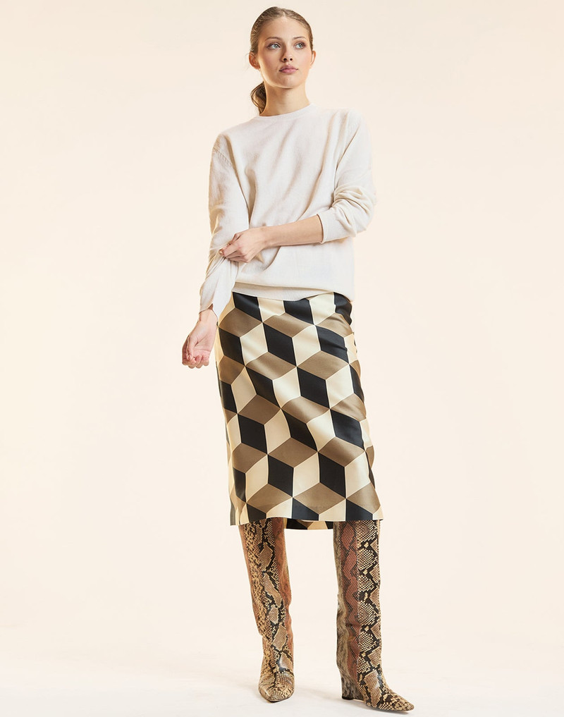 Art Deco Silk Wool Midi Skirt 4
