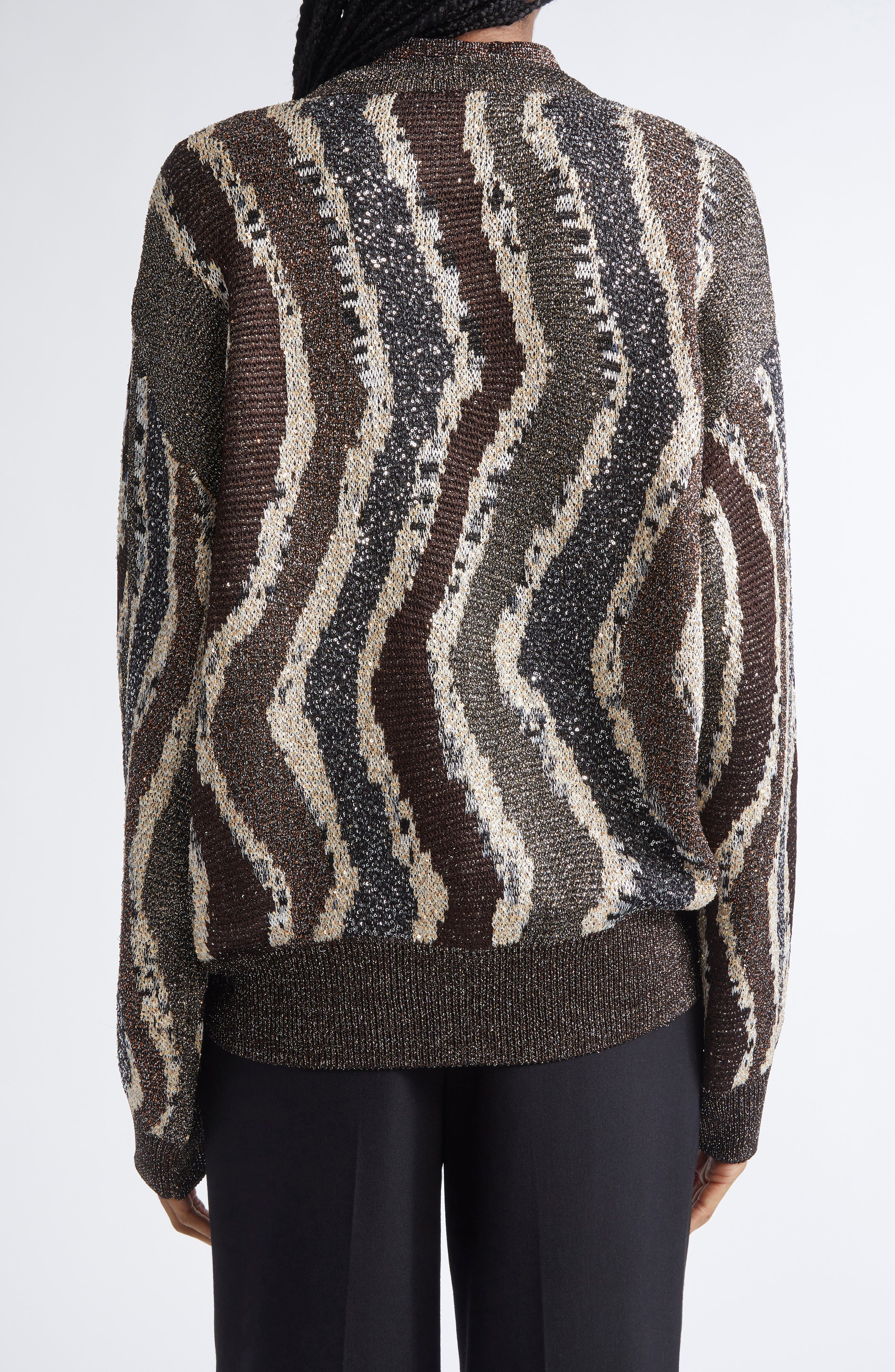 Missoni Stripe Metallic Cardigan in Brown Tones Stripes at Nordstrom - 2