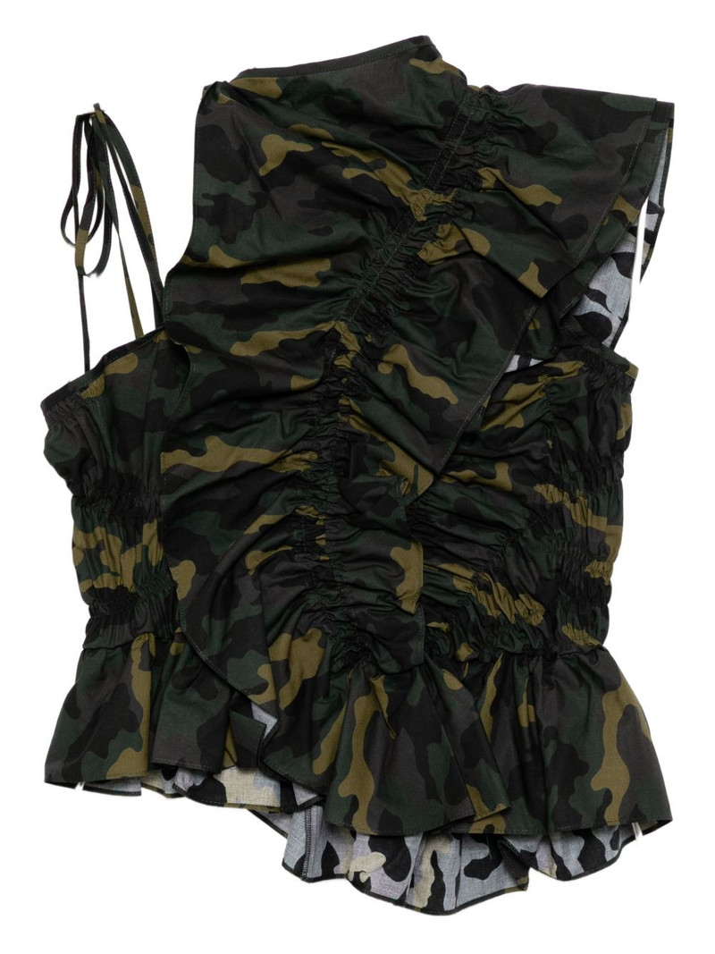 JUUN.J Unbalanced Camo Shirring top outlook