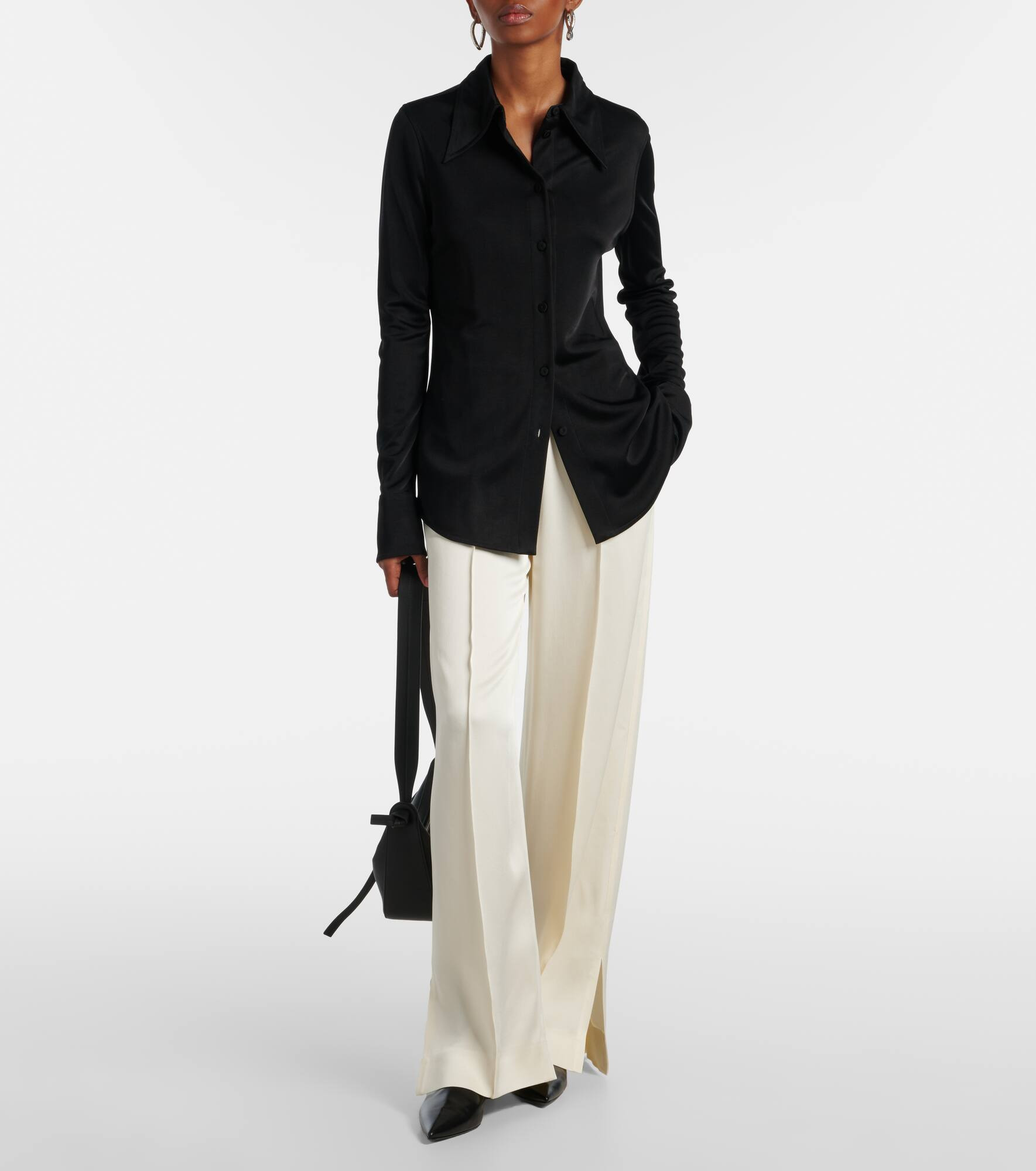 Gathered satin wide-leg pants - 2