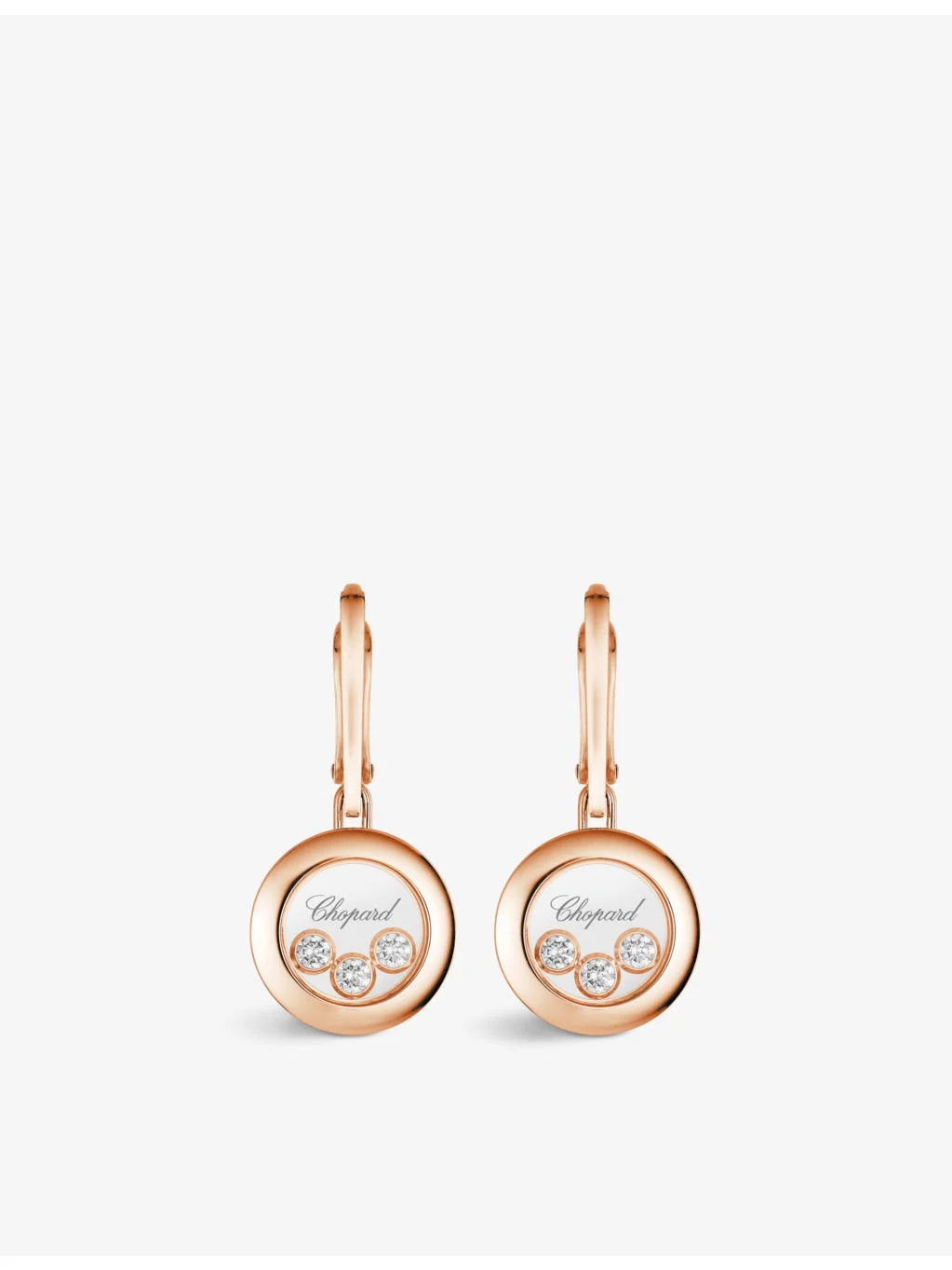 Happy Diamonds 18ct Rose-Gold and 0.30ct Brilliant-Cut Diamond Drop Earrings - 1