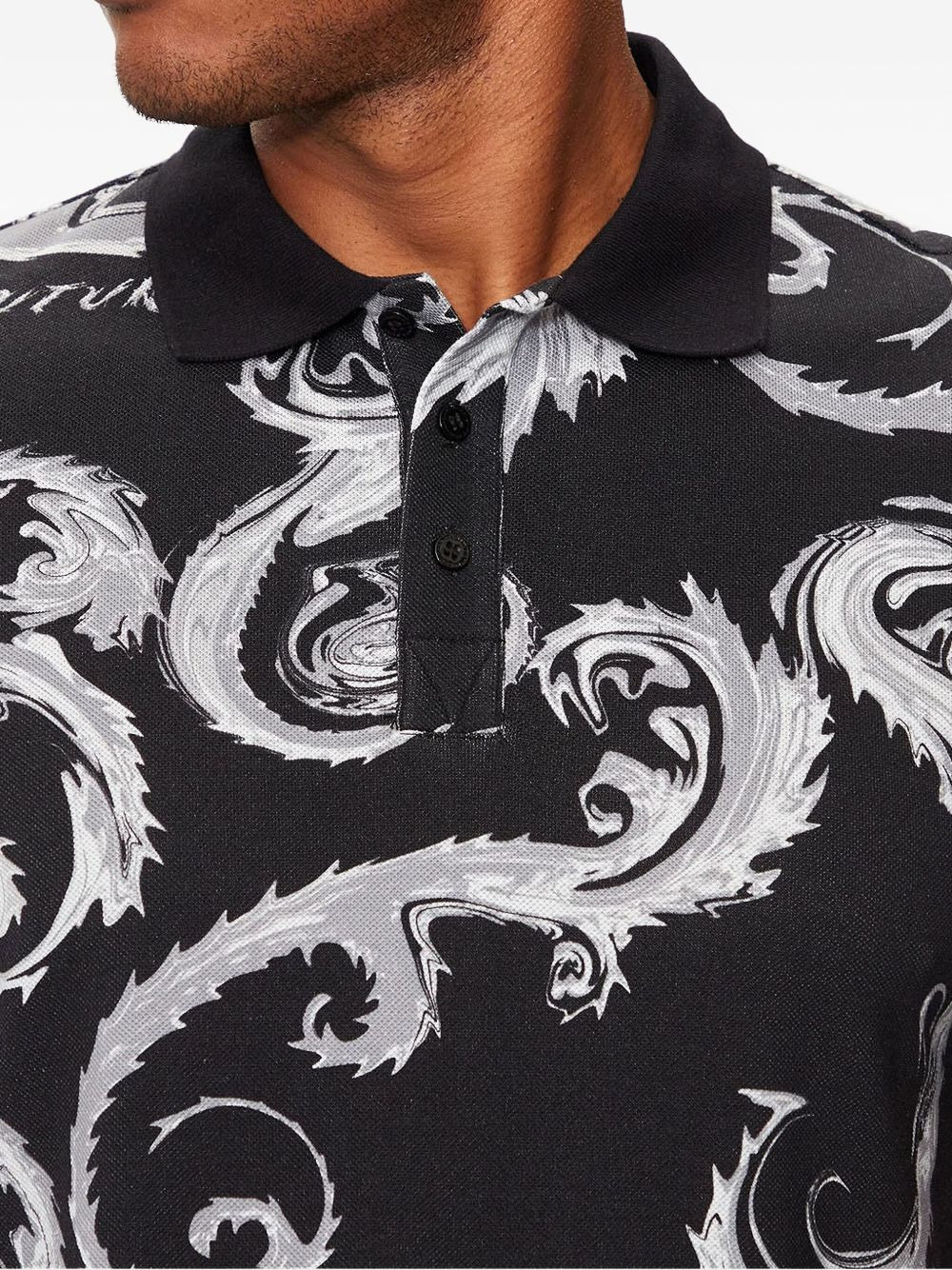 Barocco print polo shirt - 3