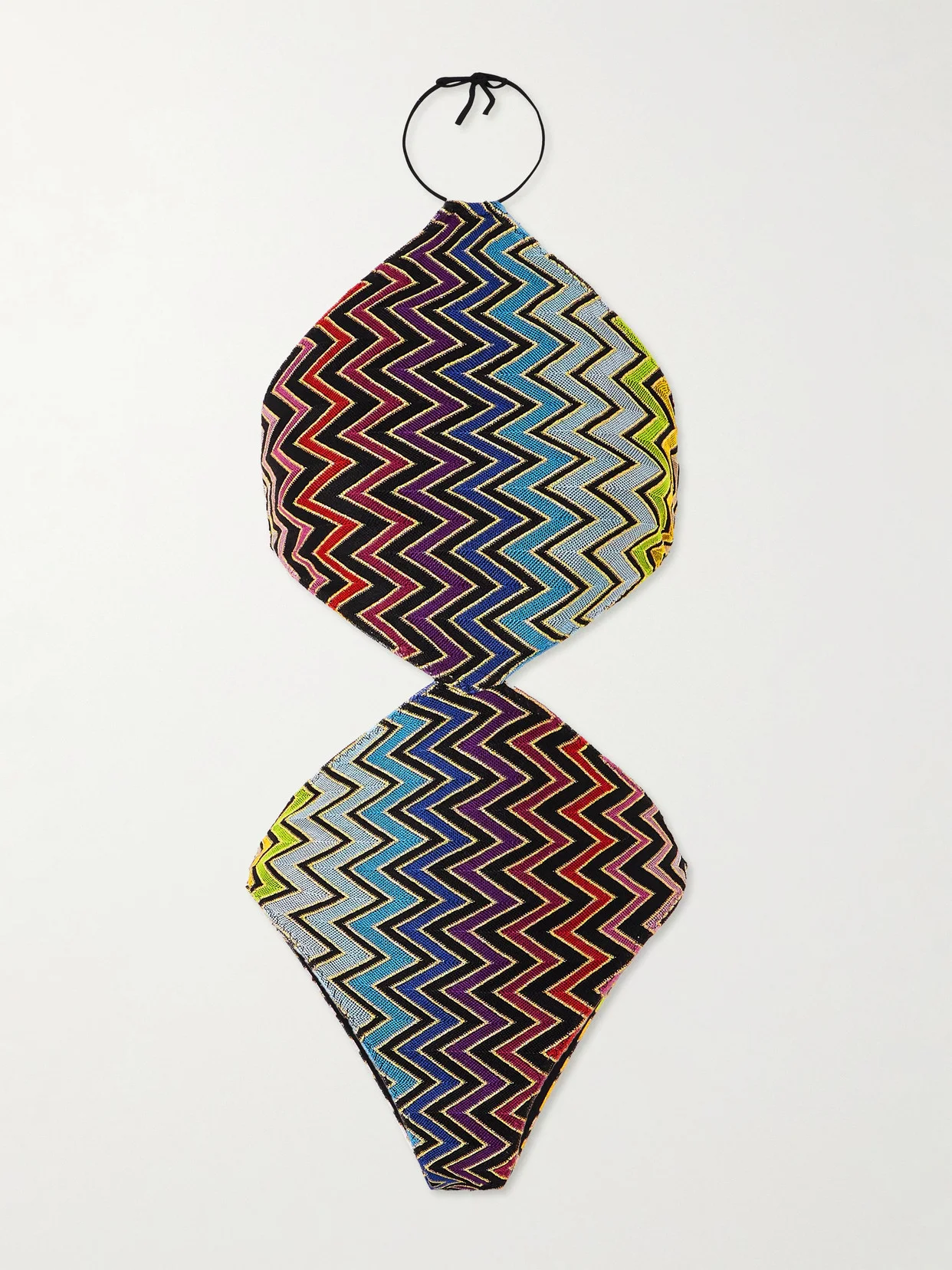 Mare Cutout Striped Metallic Crochet-knit Swimsuit - 1