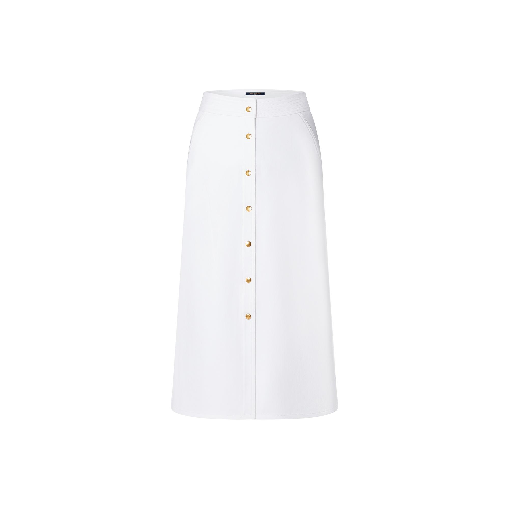 Cotton Gabardine Button Down Midi Skirt - 1