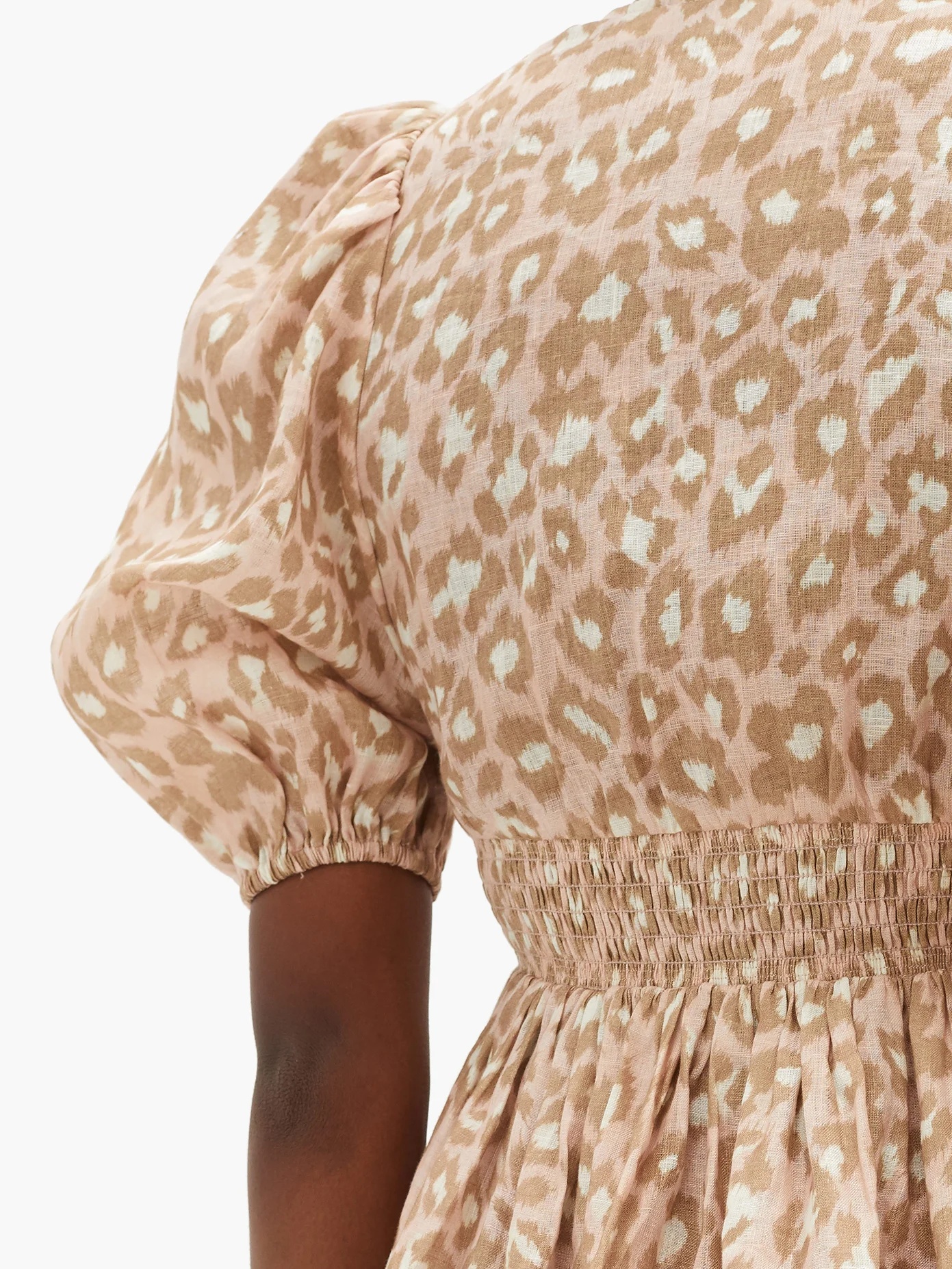 Carnaby puffed-sleeve leopard-print linen dress - 4