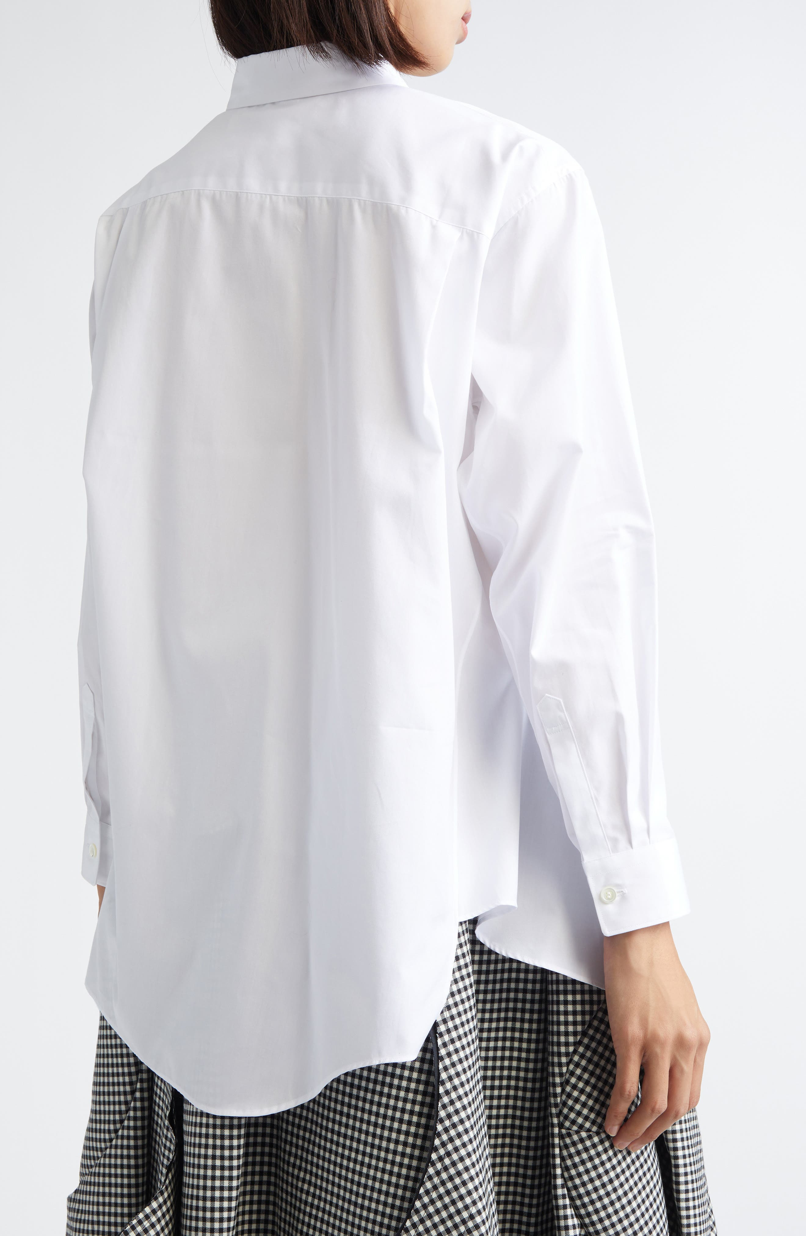 Comme des Garçons Asymmetric Cutout Cotton Broadcloth Button-Up Shirt in White at Nordstrom - 4