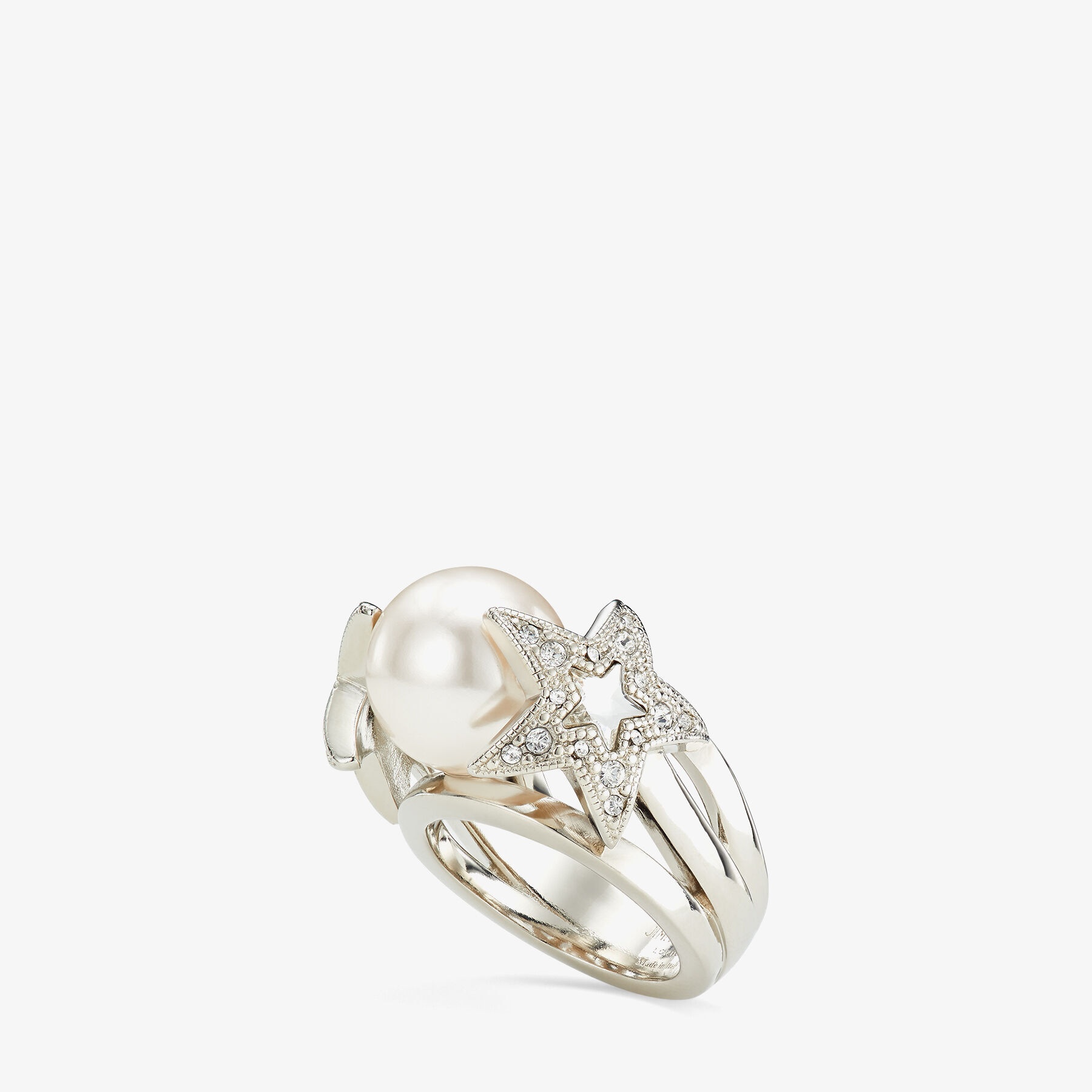Crystal Star Ring
Silver-Finish Metal Star and Pearl Ring with Swarovski Crystals - 4