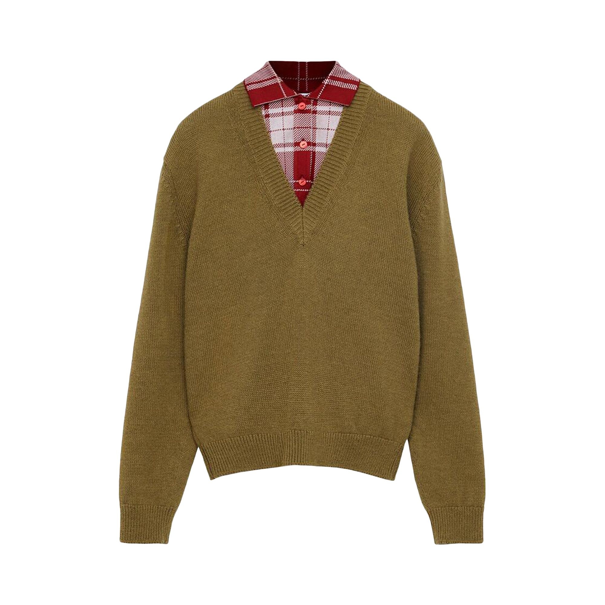 Loewe Trompe L'Oeil Sweater 'Green/Red' - 1