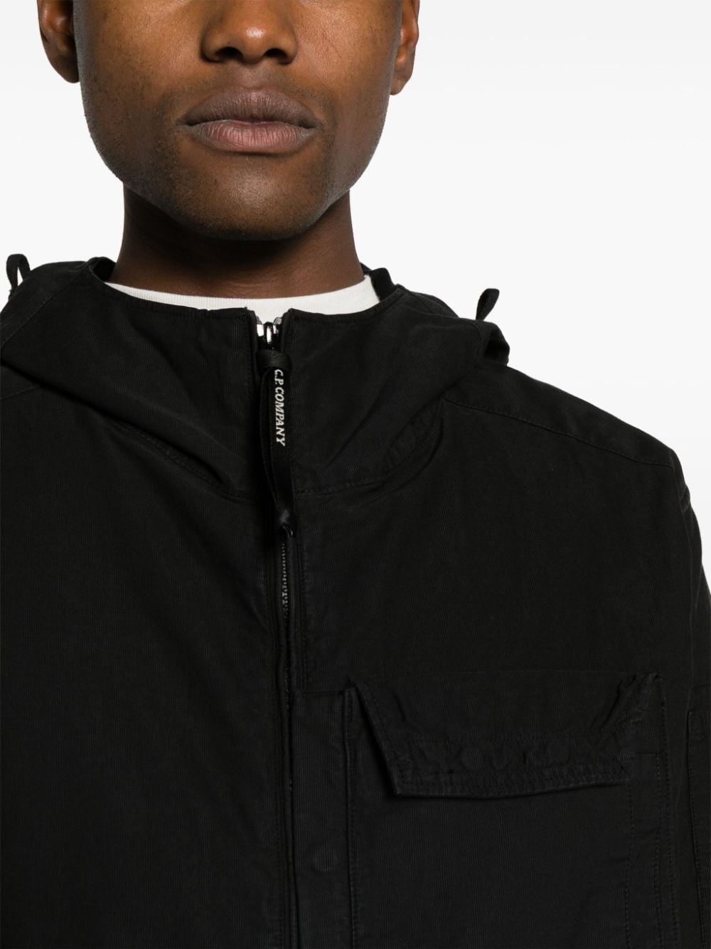 hooded cotton zip-up shirt - 5