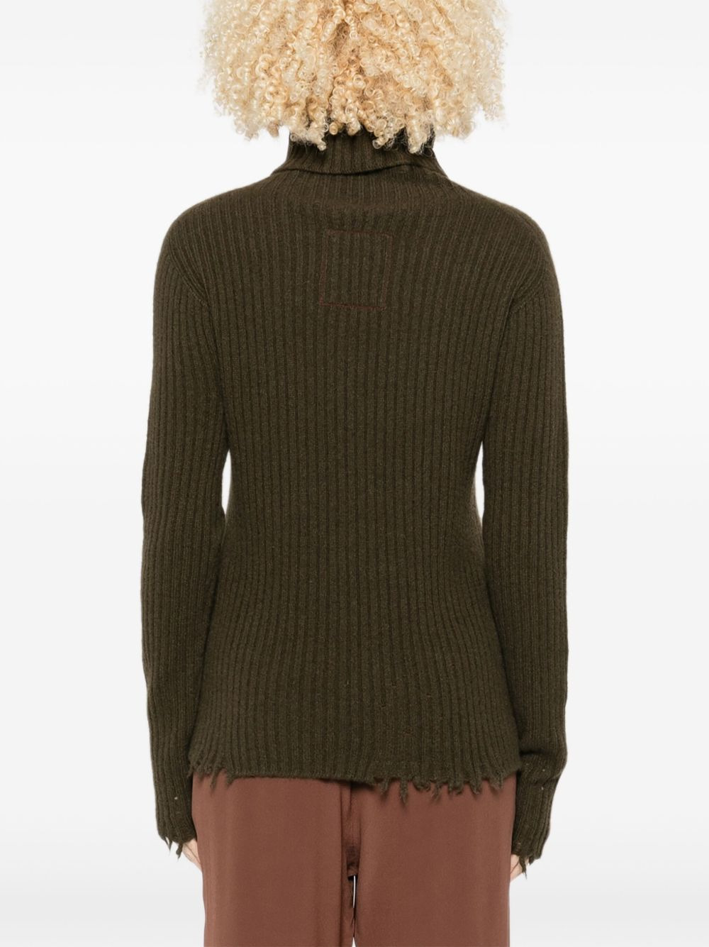 ribbed frayed-hem sweater - 4