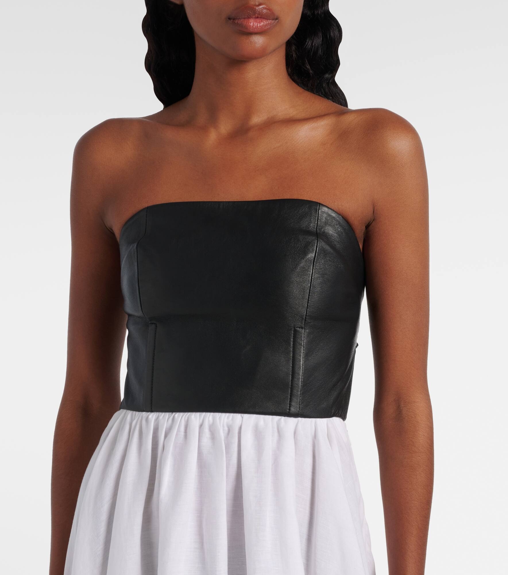 Neferu leather-trimmed linen maxi dress - 4