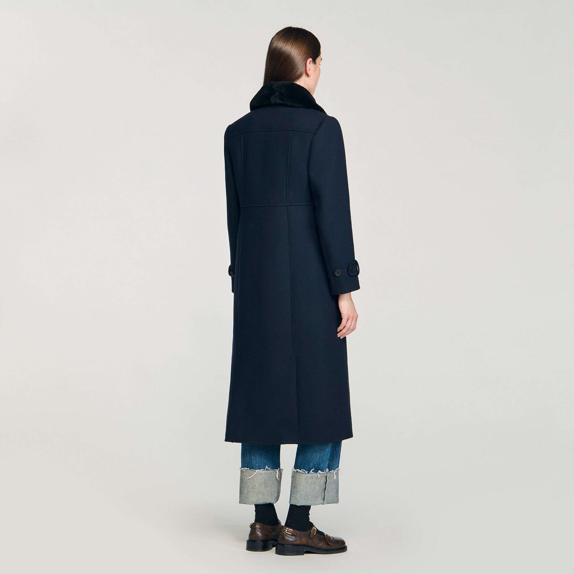 LONG COAT WITH REMOVABLE FUR COLLAR - 5