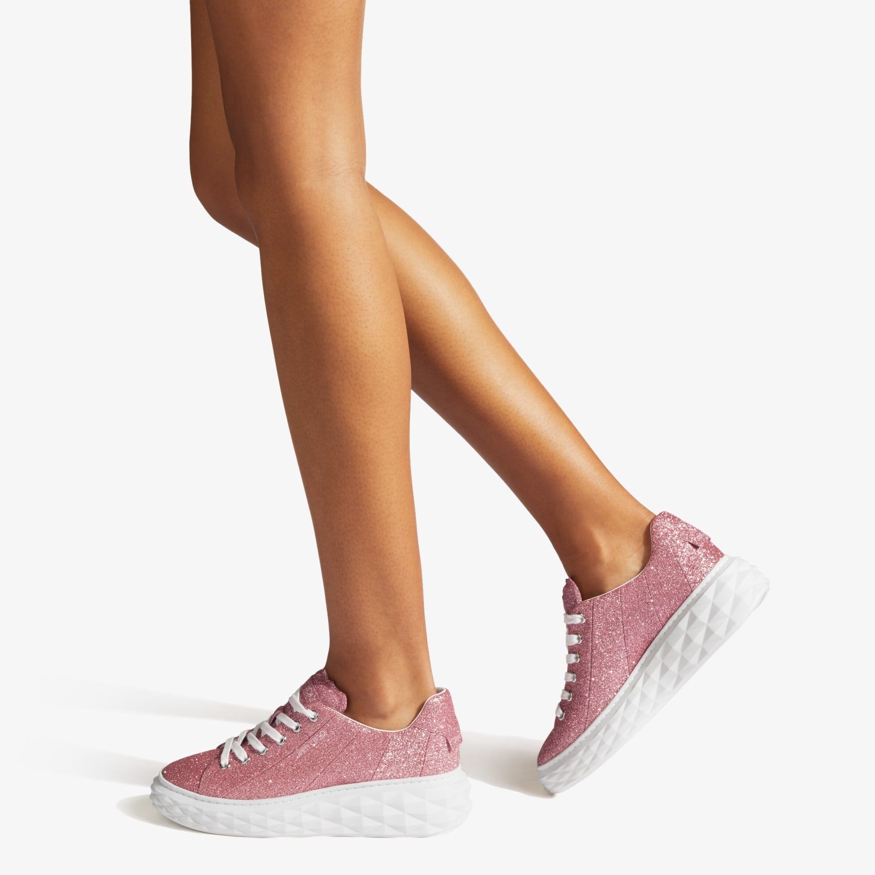 Diamond Light Maxi/F
Glitter Pink Nappa Leather Low-Top Trainers with Platform Sole - 2