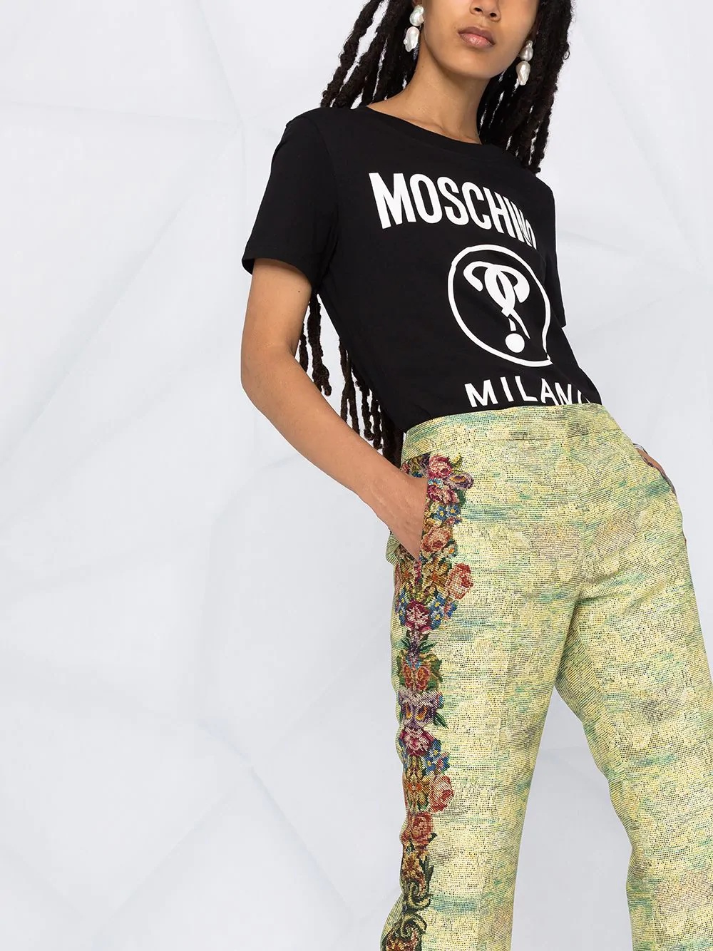 floral pattern flared trousers - 5