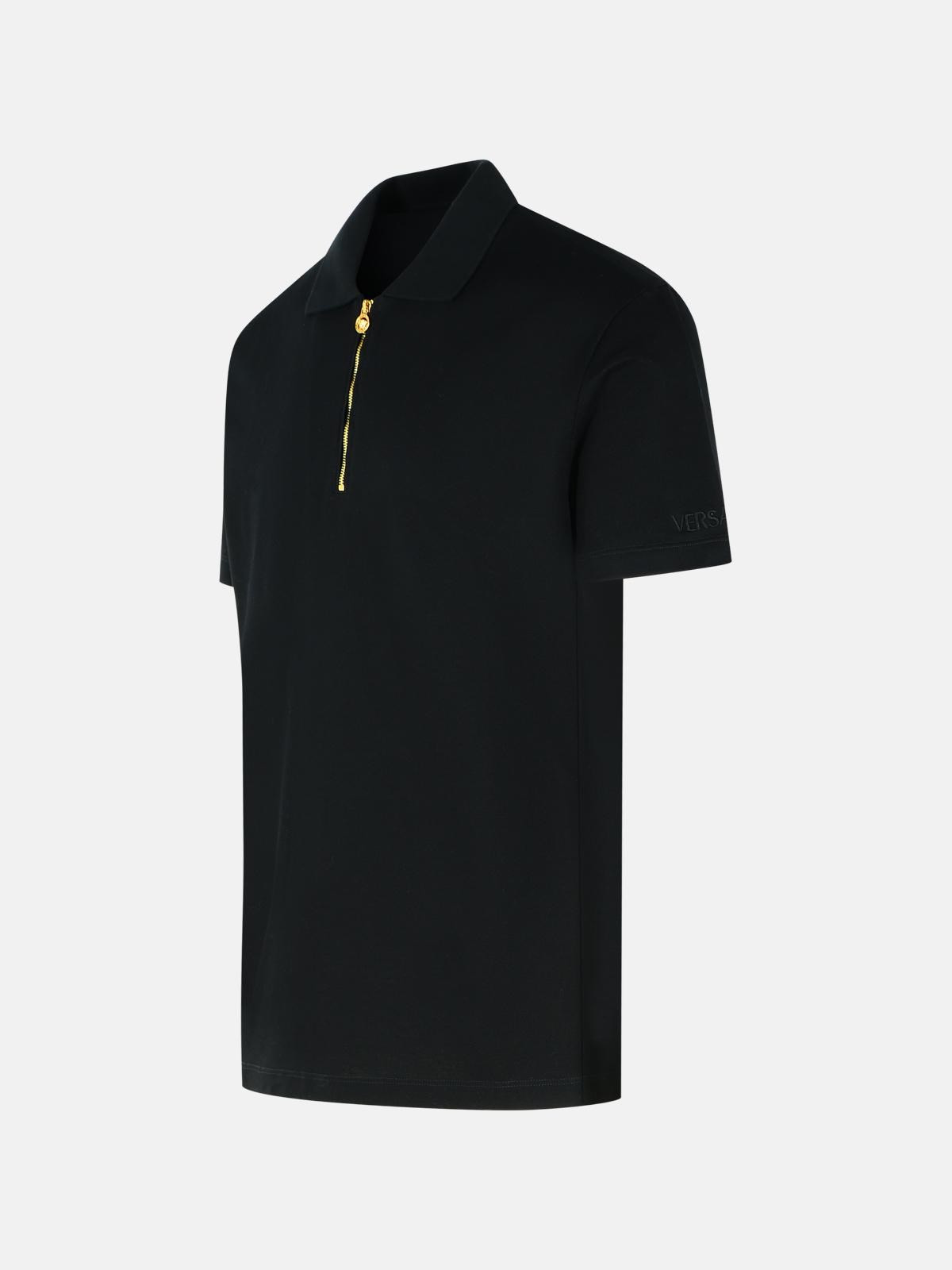 BLACK COTTON POLO SHIRT - 2