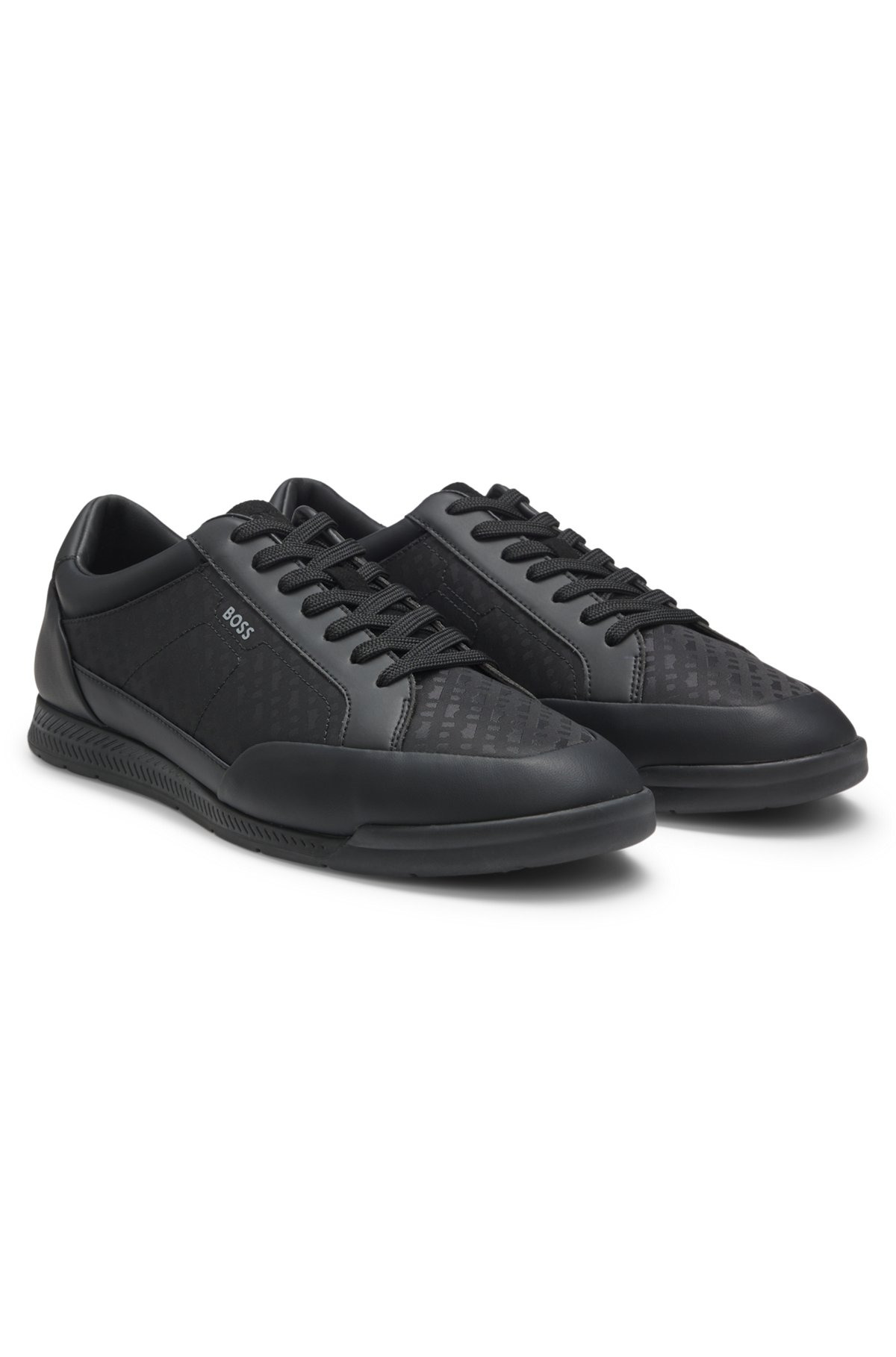 MONOGRAM-JACQUARD TRAINERS WITH LEATHER TRIMS - 2