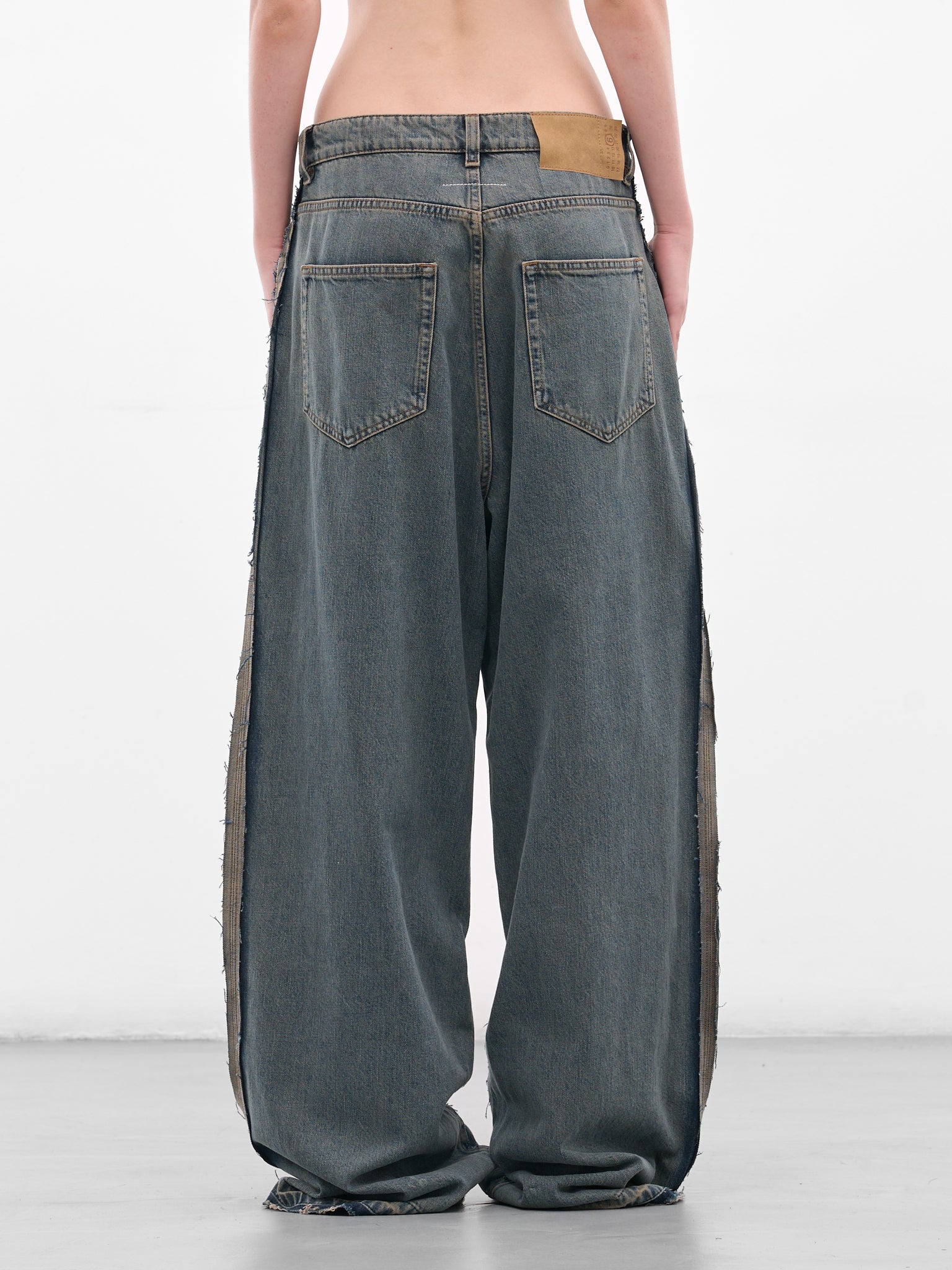 Blue Denim Deconstructed Baggy Jeans - 3