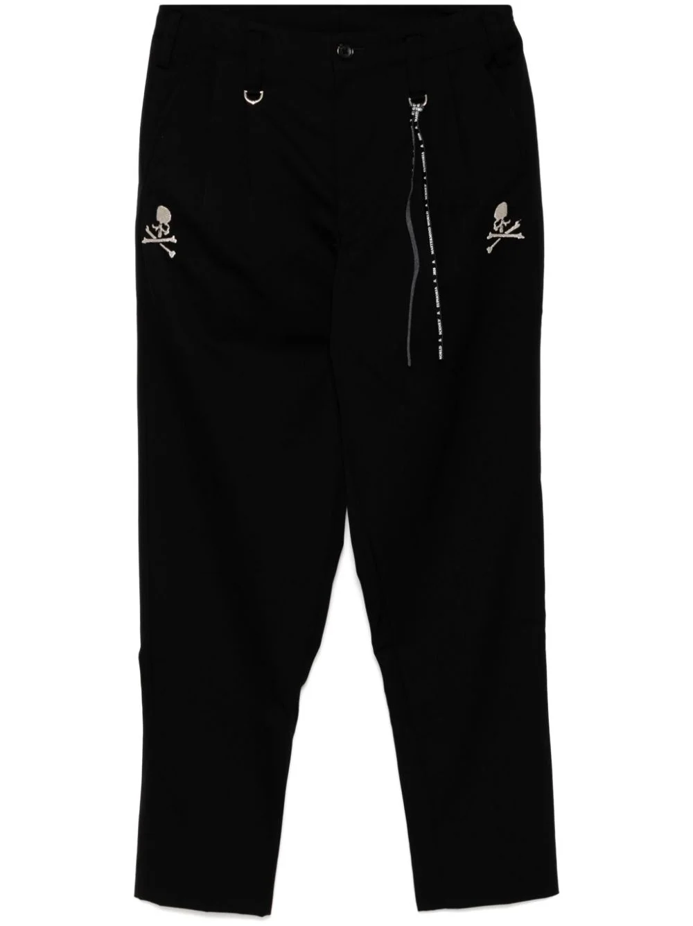 embroidered-logo tapered trousers - 1