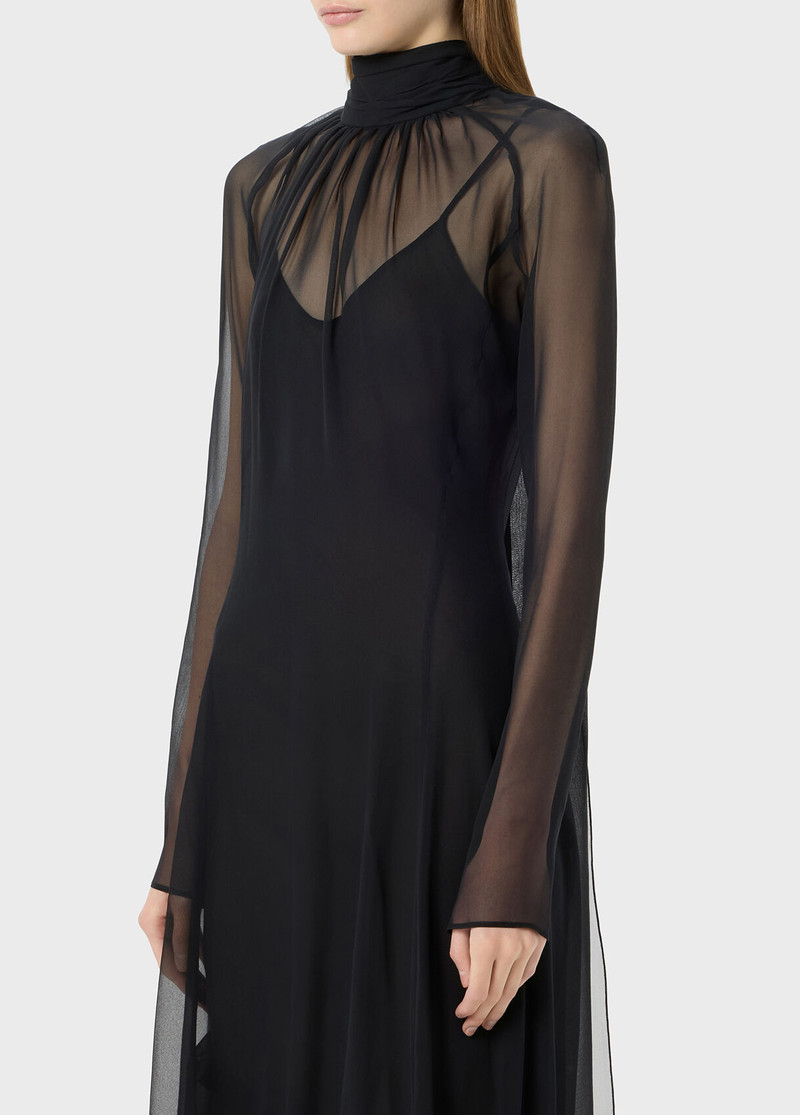 LONG SILK GEORGETTE DRESS WITH SCARF 4