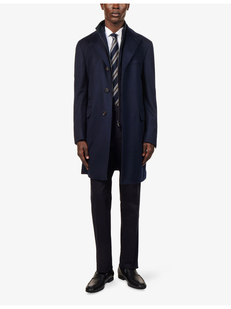 CORNELIANI Notched-Collar Long-Sleeve Cashmere Overcoat outlook