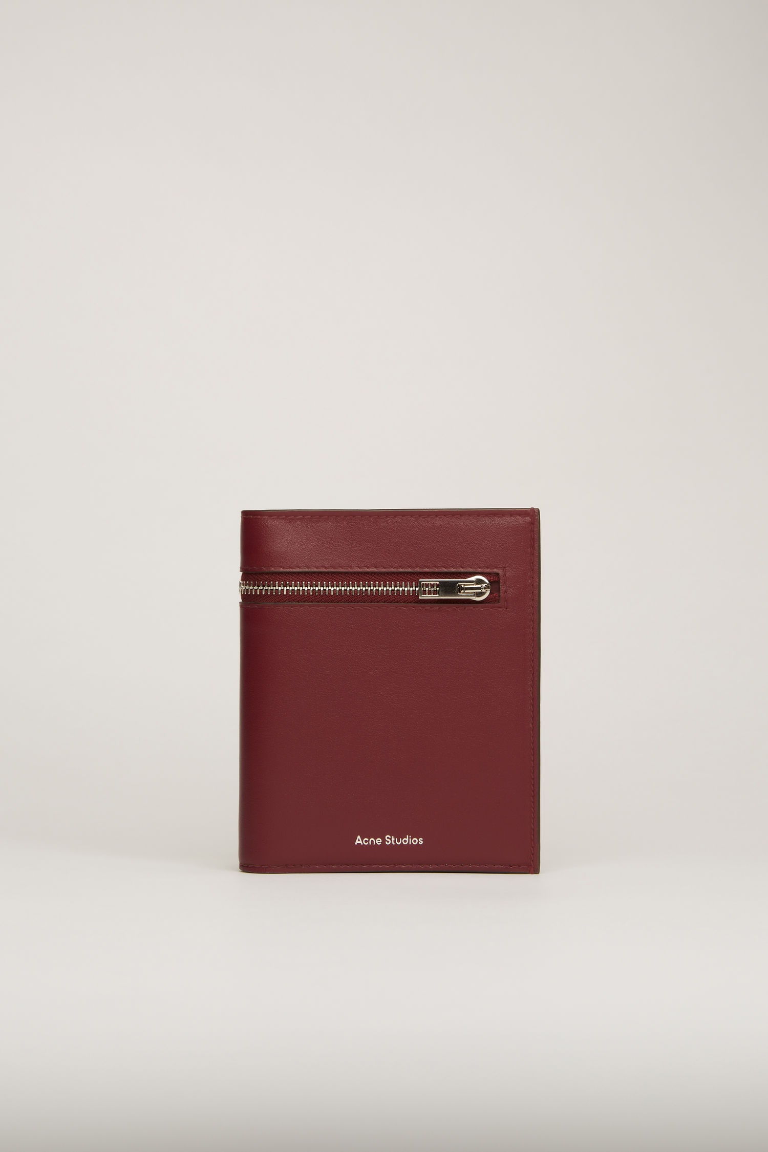 Trifold zip wallet burgundy - 1