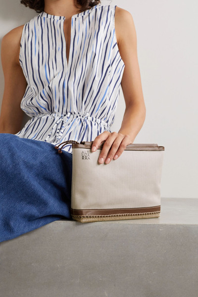 Altuzarra Espadrille leather and jute-trimmed canvas clutch outlook