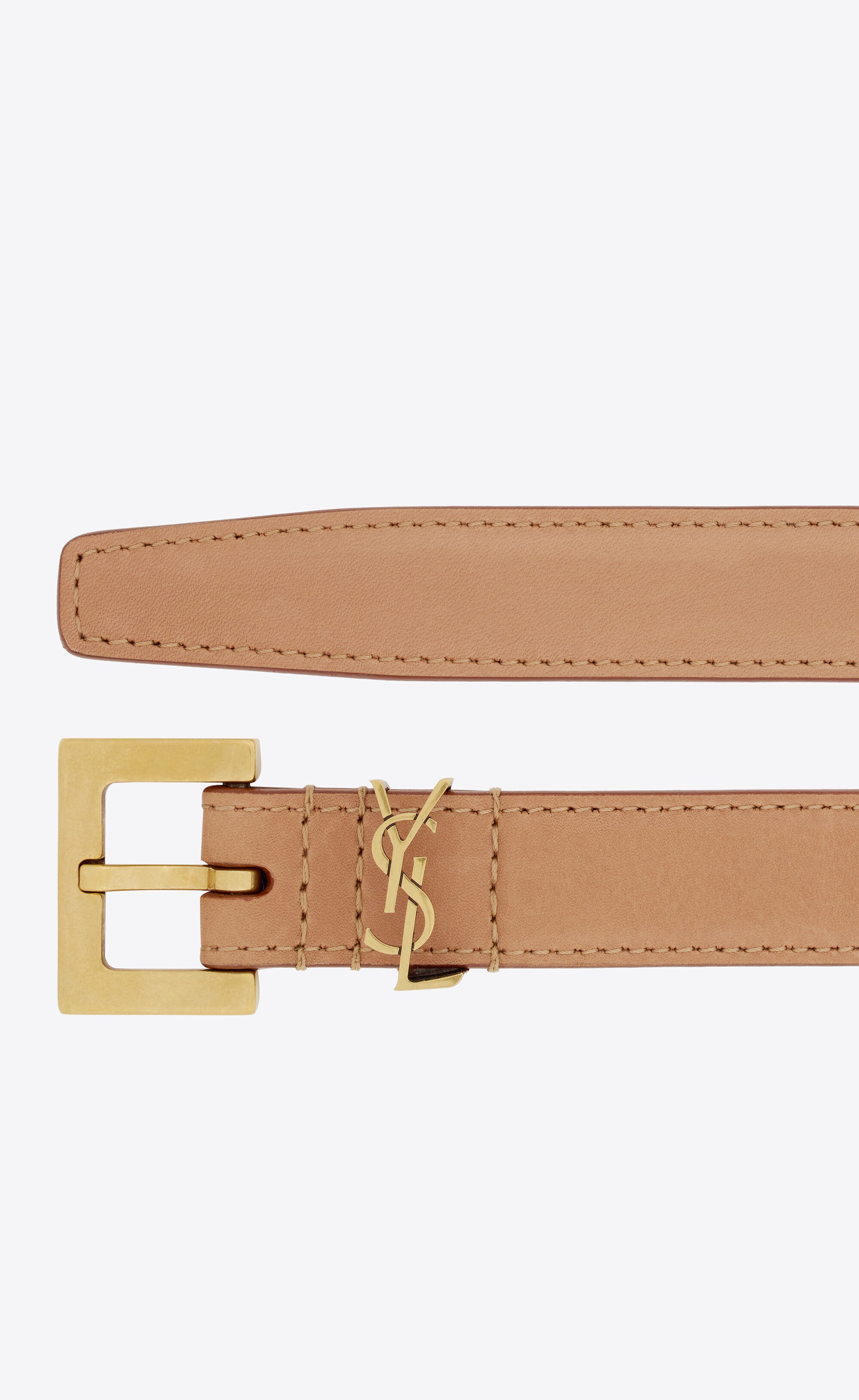 cassandre thin belt with square buckle in vegetable-tanned leather - 2