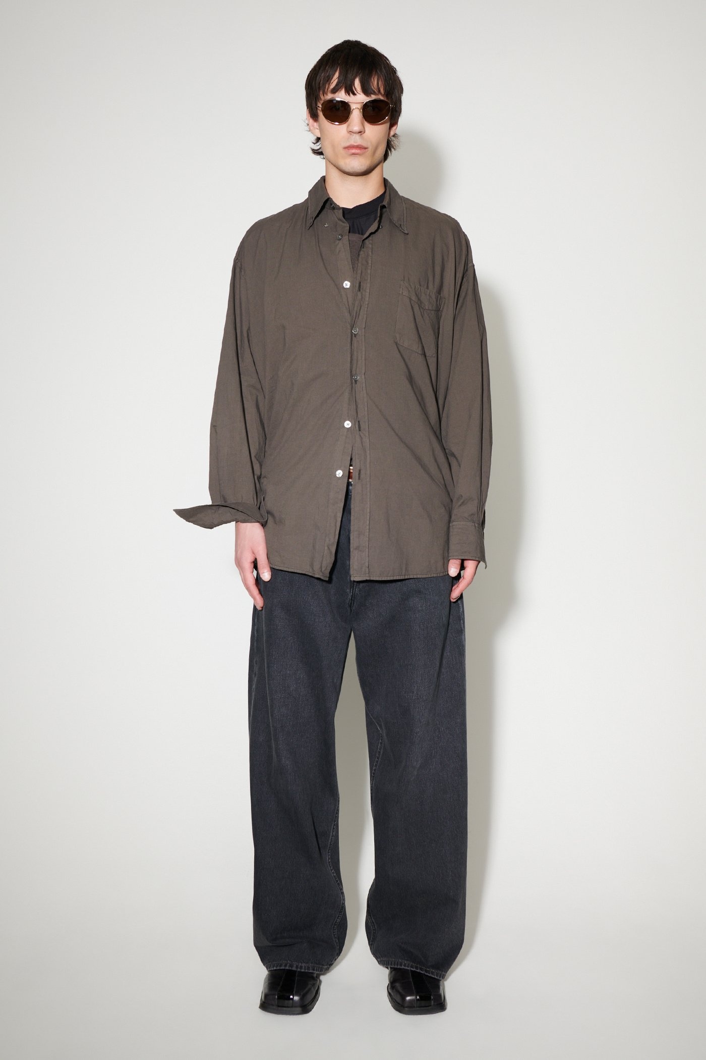 Borrowed BD Shirt Faded Brown Cotton Voile - 2