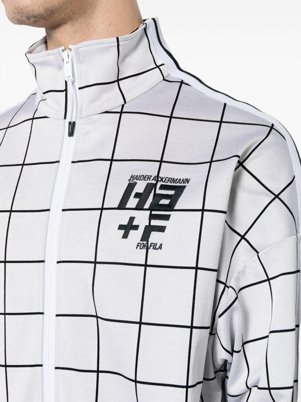 logo-print checked jacket - 5