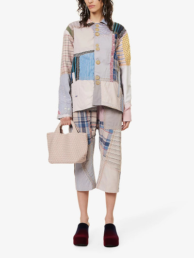 By Walid Roy contrast-patchwork boxy-fit cotton jacket outlook