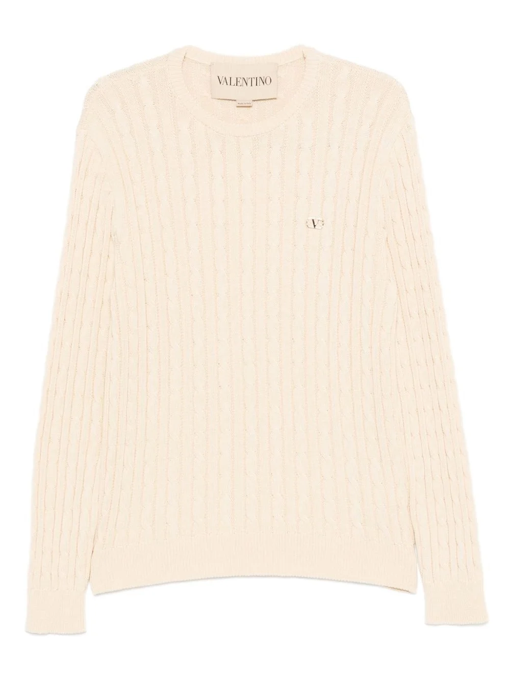 VLogo cable-knit sweater - 1