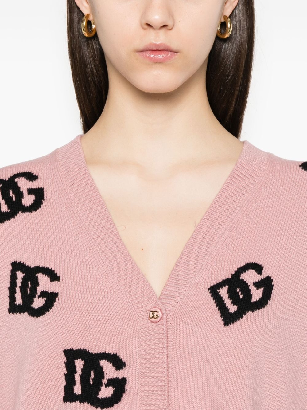 jacquard-logo cropped cardigan - 5