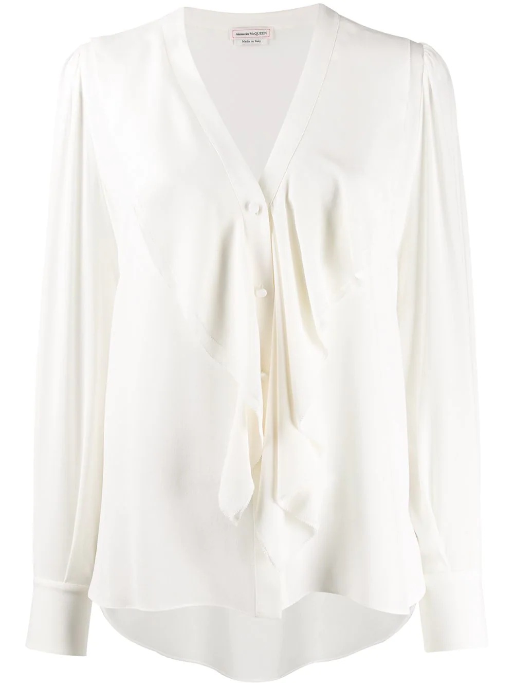 ruffle-front long-sleeve blouse - 1