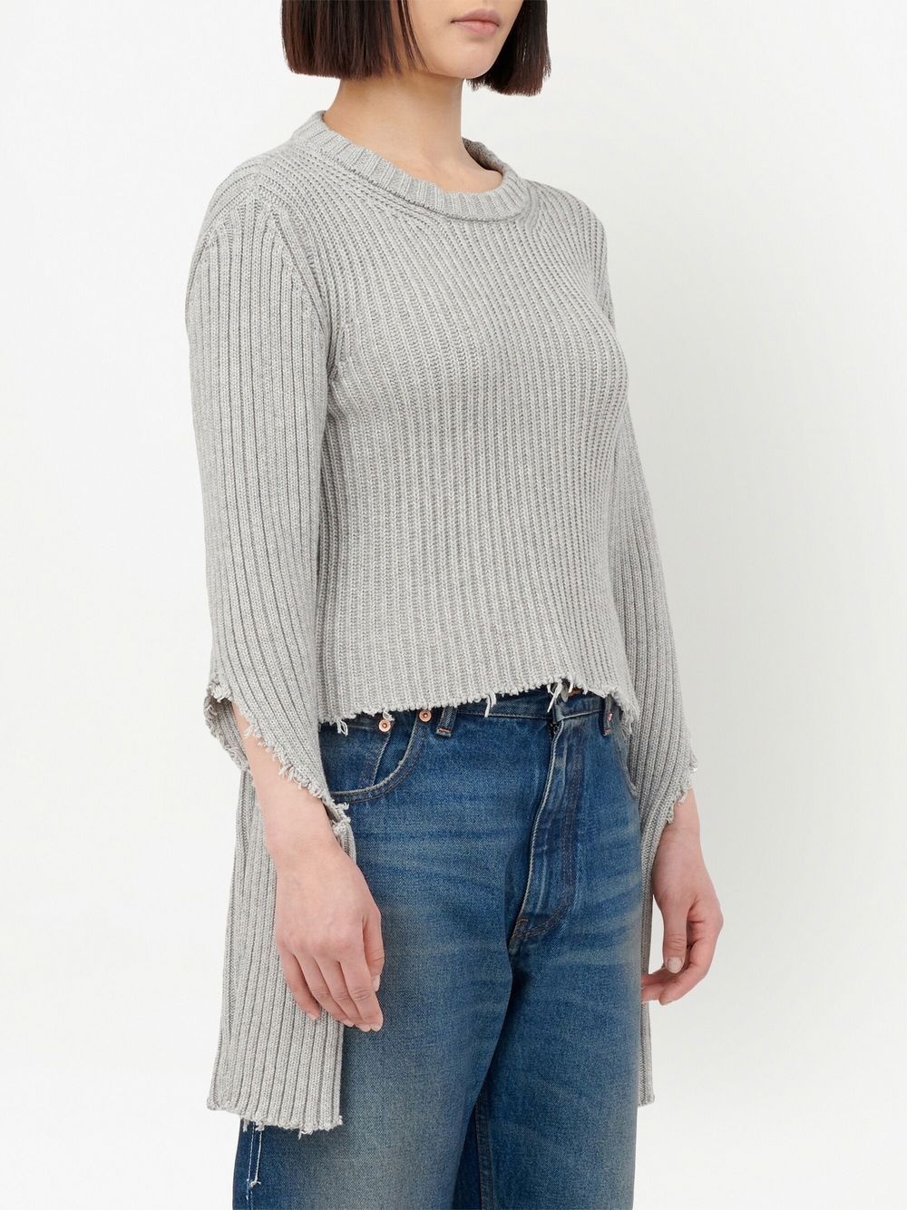 ripped-detail ribbed jumper - 5