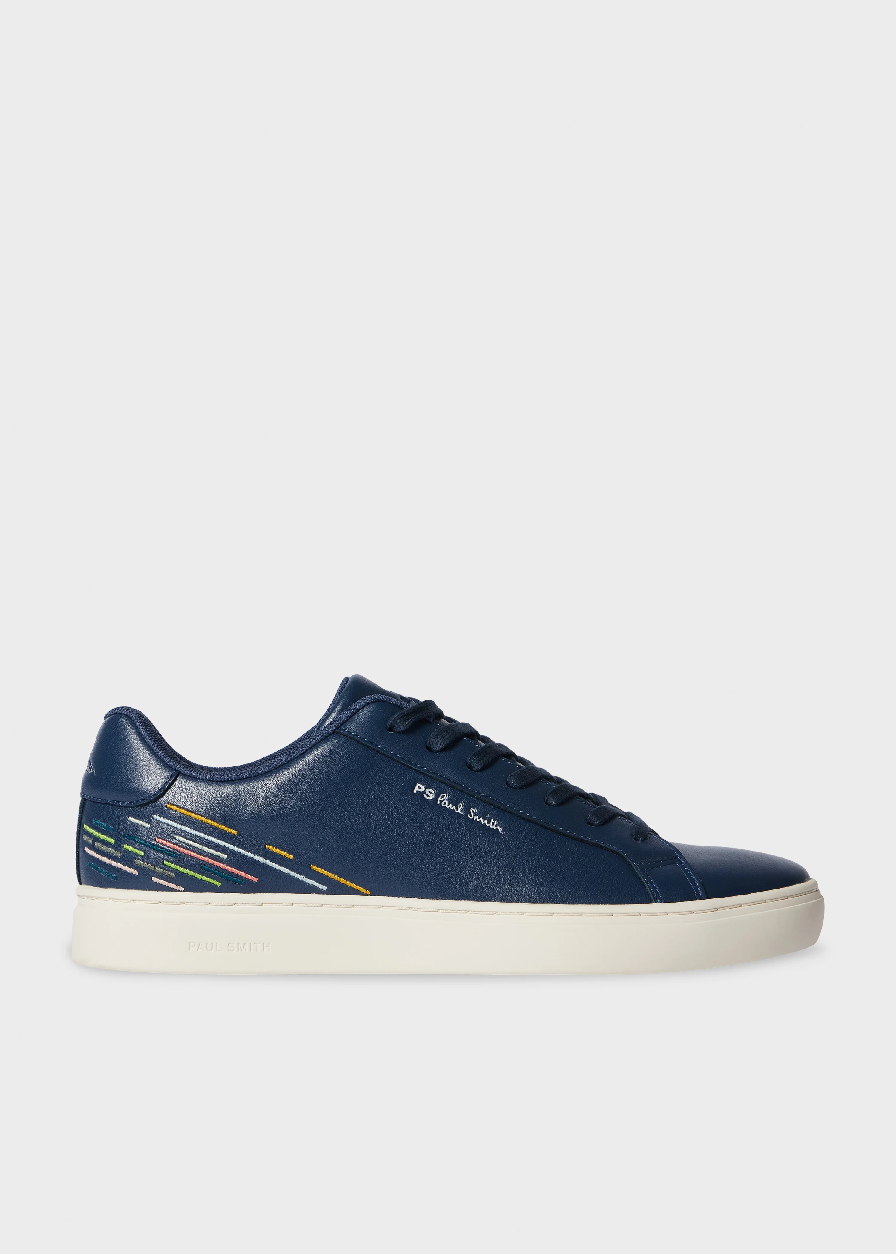 Navy Leather 'Rex' Embroidery Trainers - 1