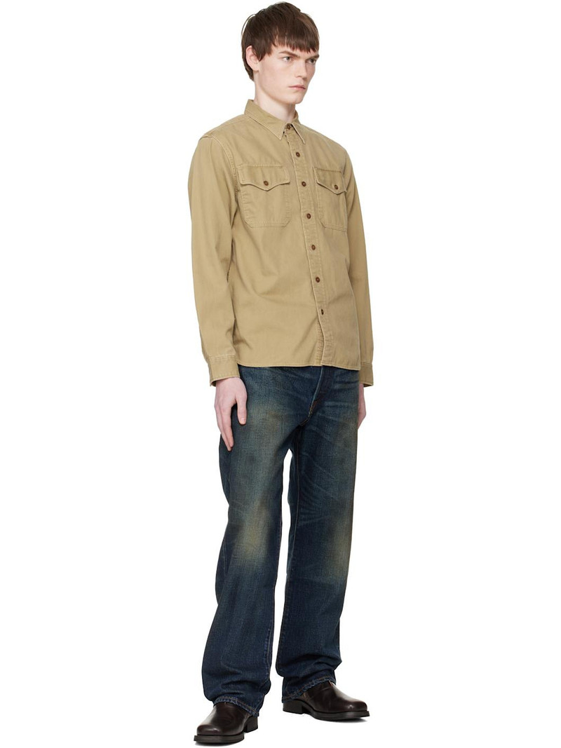 RRL by Ralph Lauren Beige Twill Officer's Work Shirt outlook