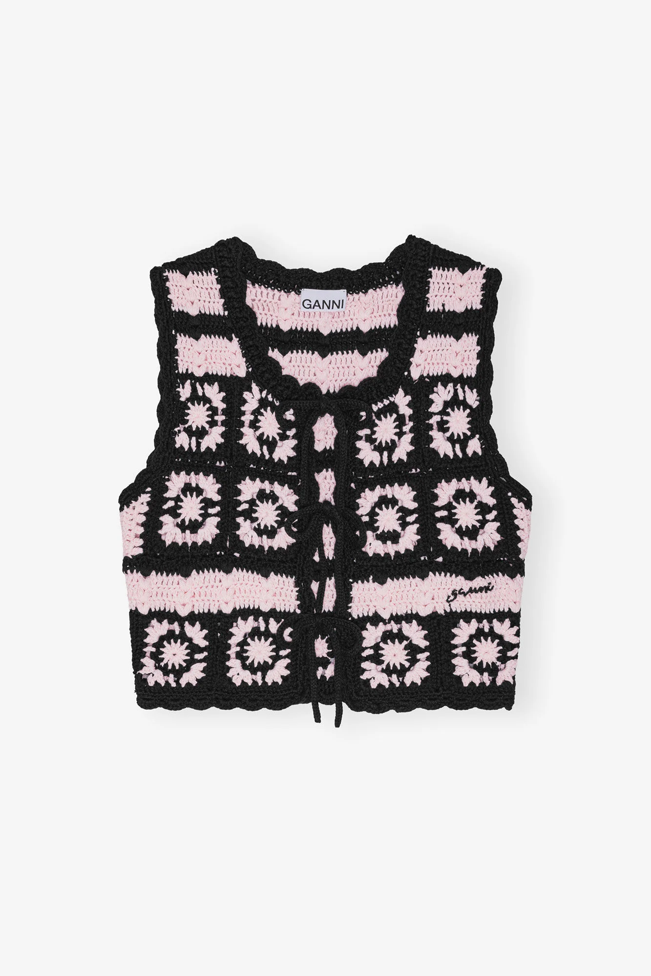 PINK COTTON CROCHET VEST - 1