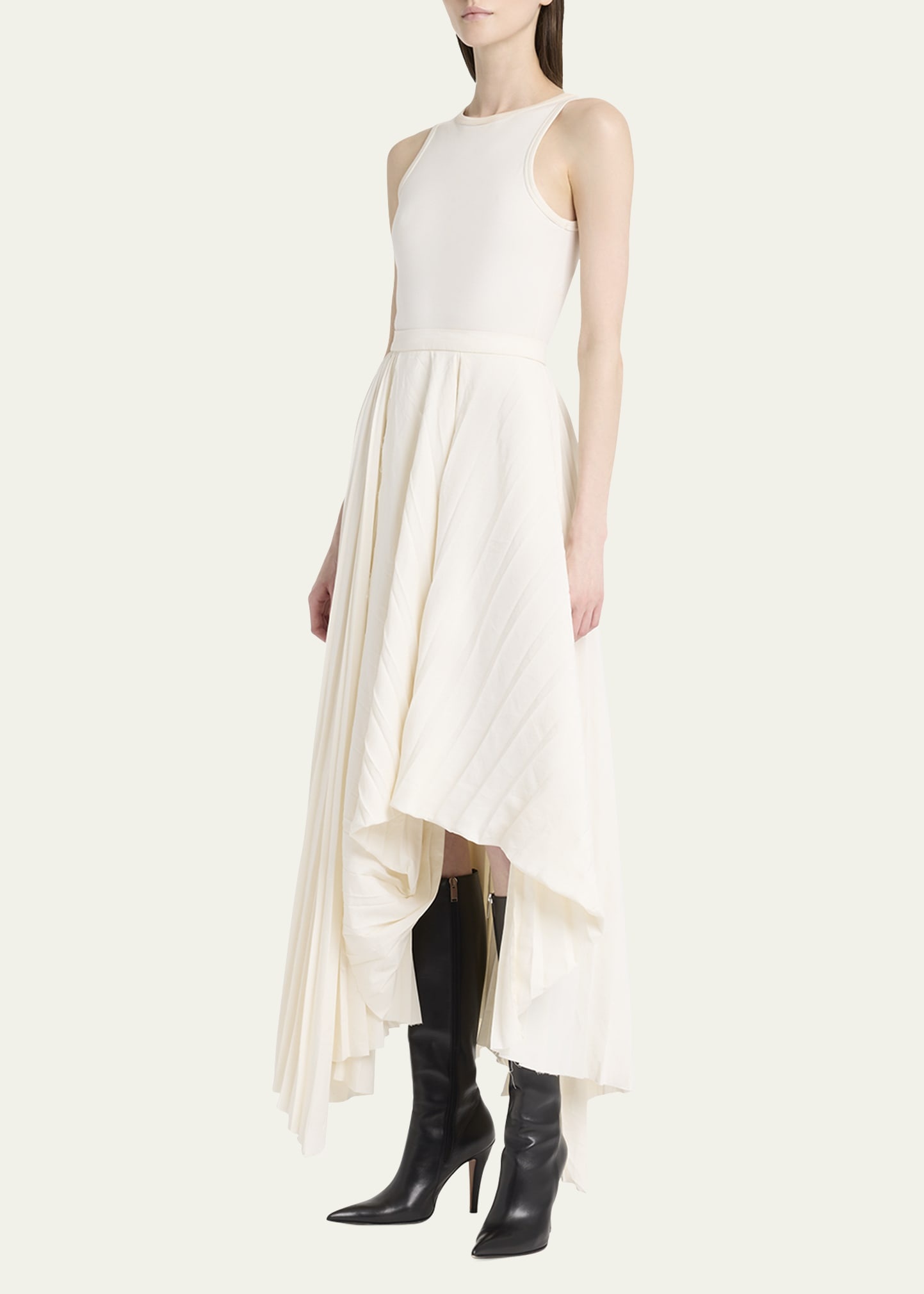 Sleeveless Pleated Skirt Maxi Dress - 4