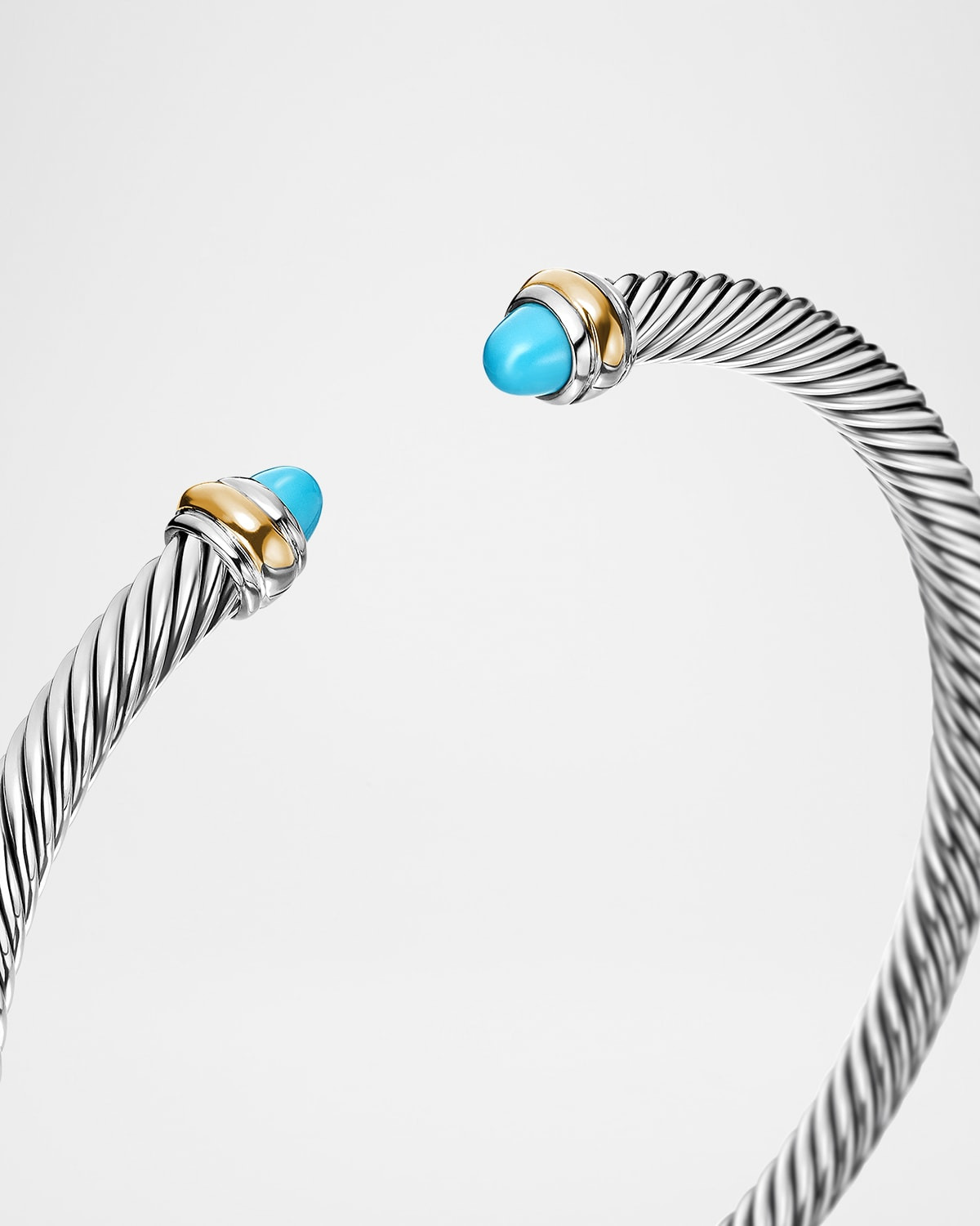 Cable Bracelet with Gemstone in Silver with 18K Gold, 4mm - 8