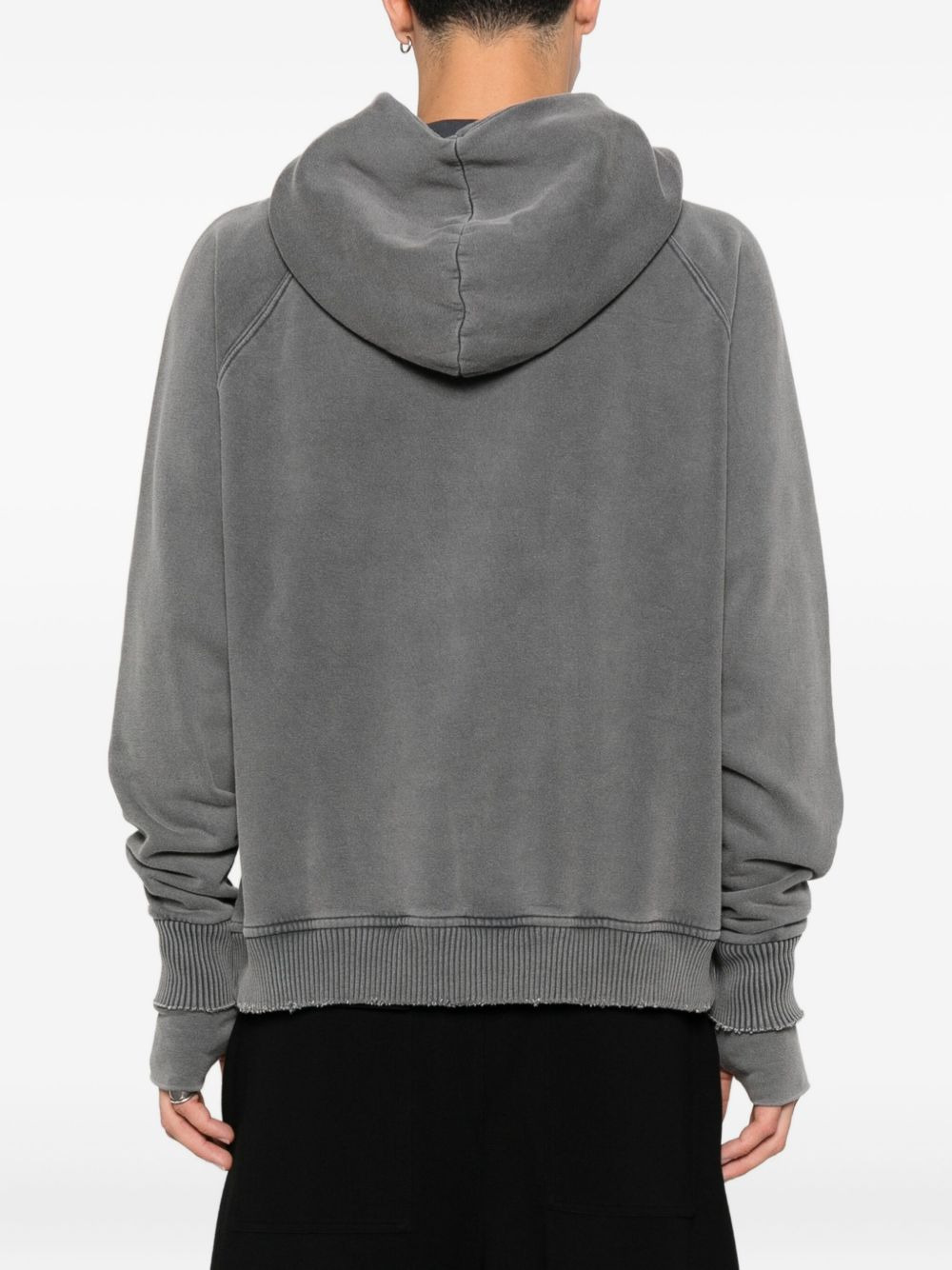 raglan-sleeve frayed-hem hoodie - 4