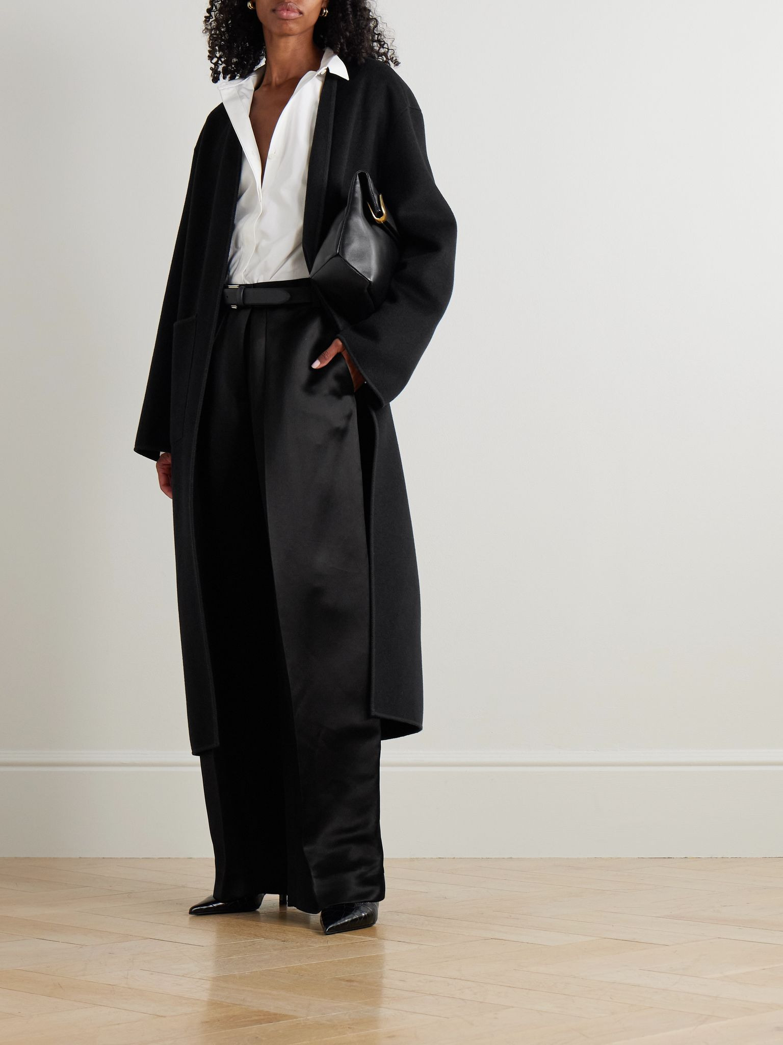 Belted wool coat Black - 2